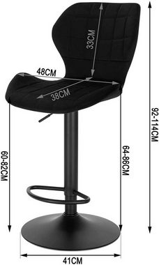 Woltu Barhocker (1 St), höhenverstellbarer Barstuhl aus Samt Metall
