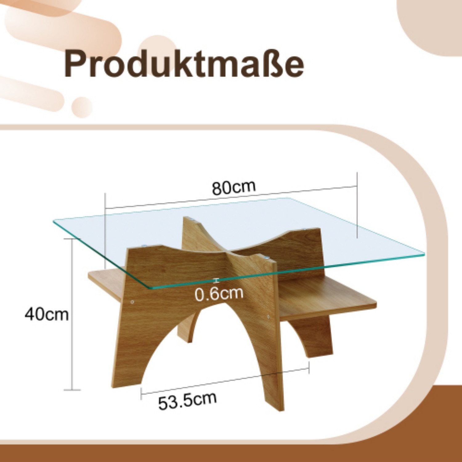 ANYSUN Couchtisch Quadratischer Wohnzimmertisch mit Stauraum, Holzoptik, Beistelltisch mit Zubehörset & Anleitung, 80x80x40 cm
