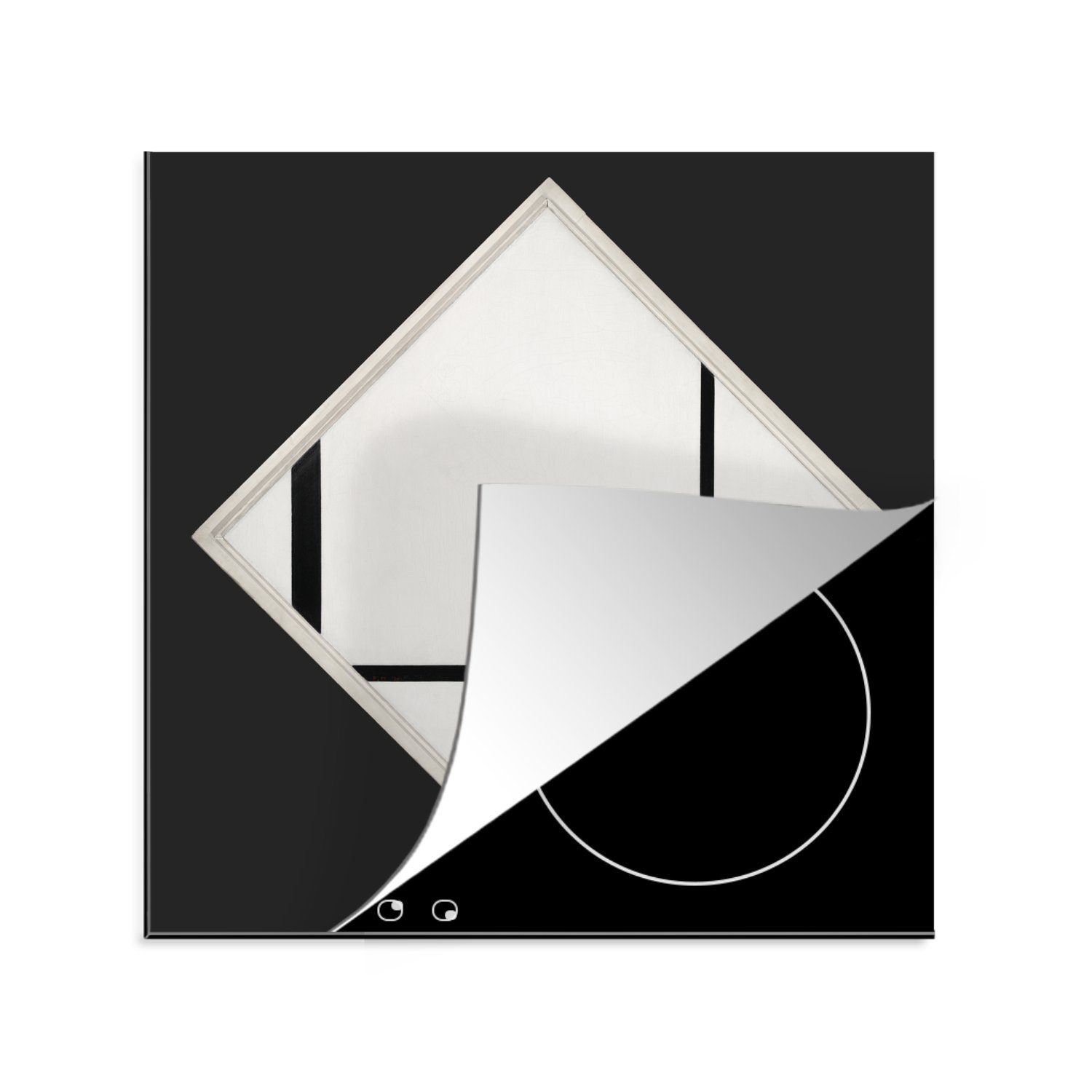 MuchoWow Herdblende-/Abdeckplatte Komposition 4 - Piet Mondrian, Vinyl, (1 tlg), 78x78 cm, Ceranfeldabdeckung, Arbeitsplatte für küche
