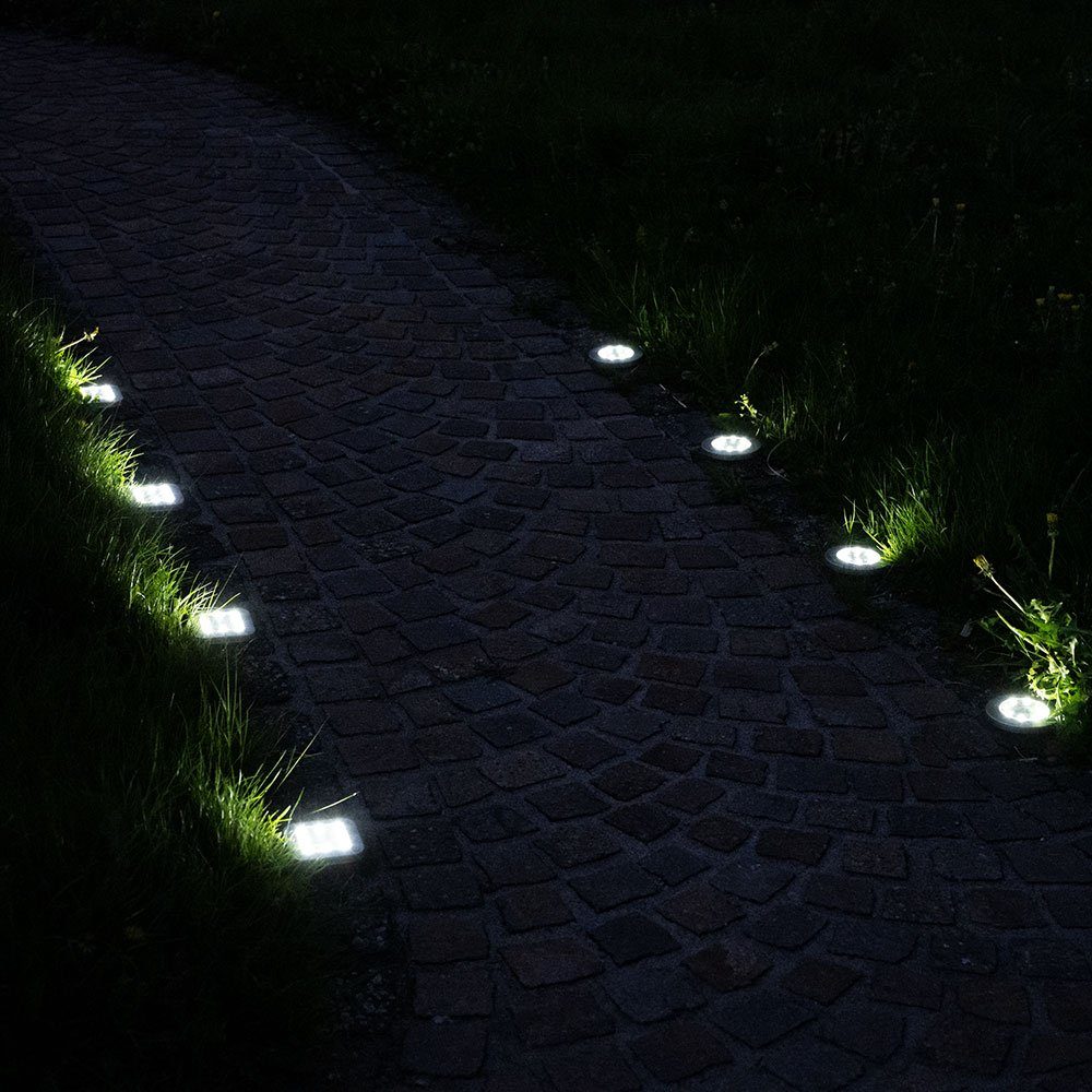 etc-shop LED Gartenleuchte, LED-Leuchtmittel fest verbaut, 8x LED Solar Leuchten Außen Erdspieß Strahler Garten