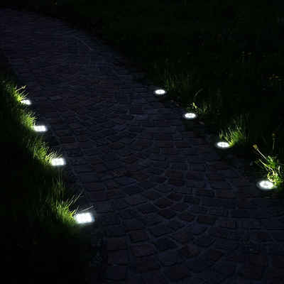 etc-shop LED Gartenleuchte, LED-Leuchtmittel fest verbaut, 8x LED Solar Leuchten Außen Erdspieß Strahler Garten