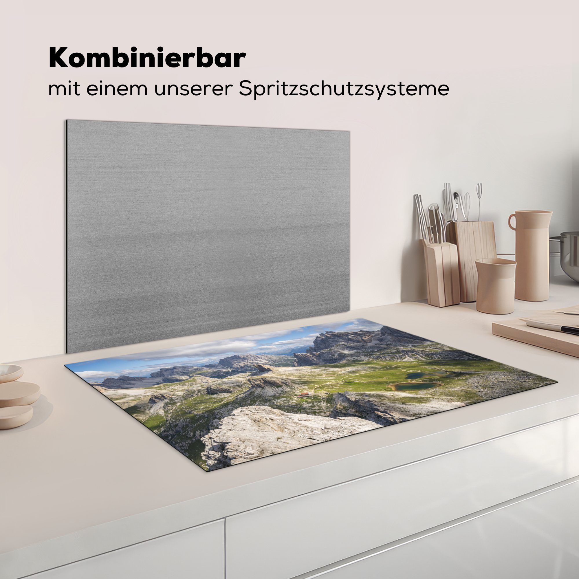 - Induktionskochfeld Vinyl, cm, Ceranfeldabdeckung die Schutz tlg), Dolomiten Herdblende-/Abdeckplatte küche, - Italien (1 für 81x52 MuchoWow Natur,