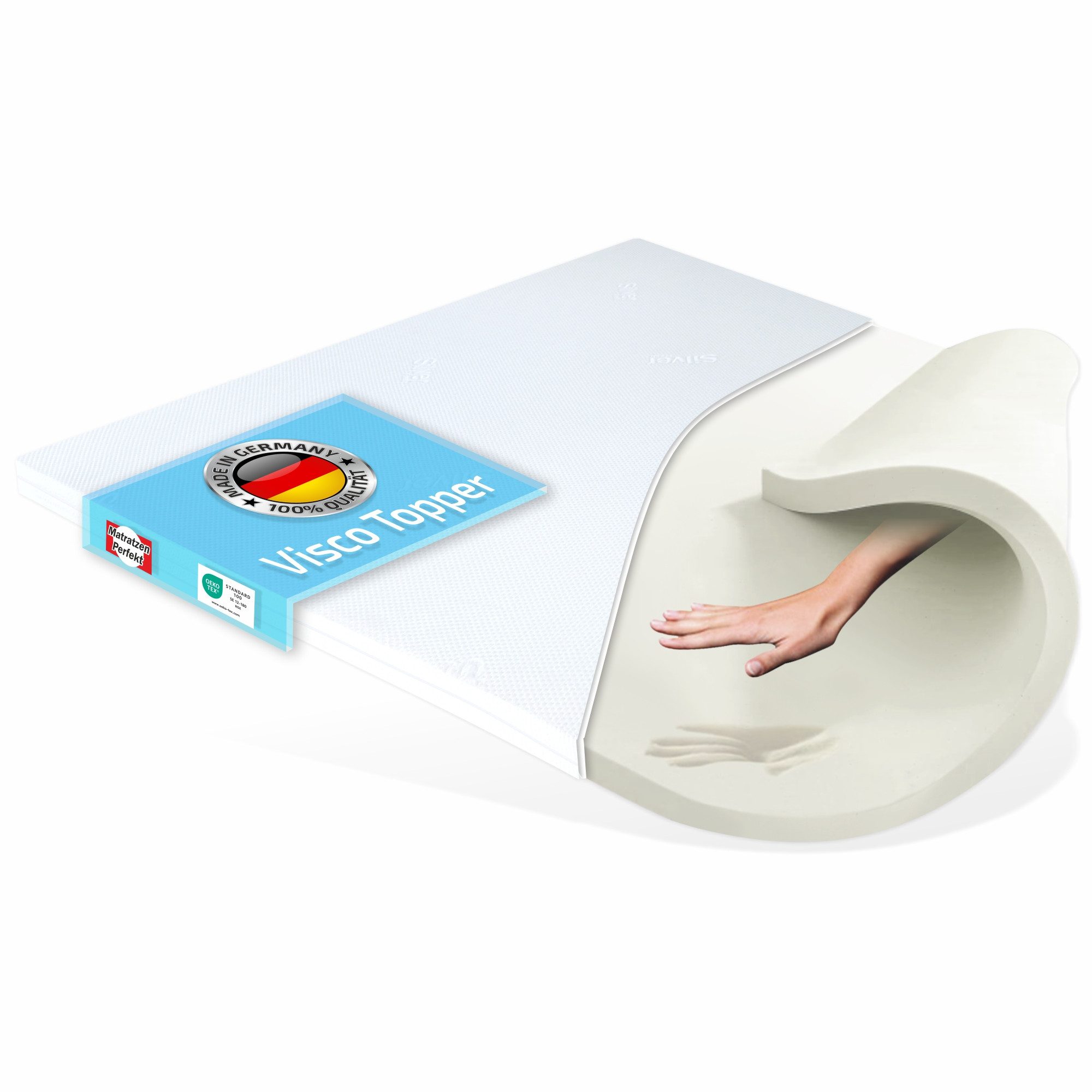 Matratzen Perfekt, Topper Visco Topper Silver Fresh mit antibakteriellem Silber Ionen Bezug, 6.5 cm hoch, Viscoschaum, Viscotopper mit antibakteriellem Silberionen Bezug