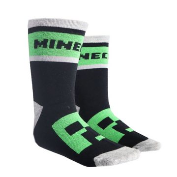 Minecraft Langsocken Minecraft Creeper Skelett Kinder Jungen lange Socken 6er Pack (6-Paar) Gr. 27 bis 38