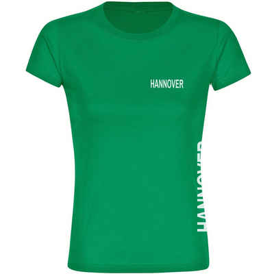 multifanshop T-Shirt Damen Hannover - Brust & Seite - Frauen
