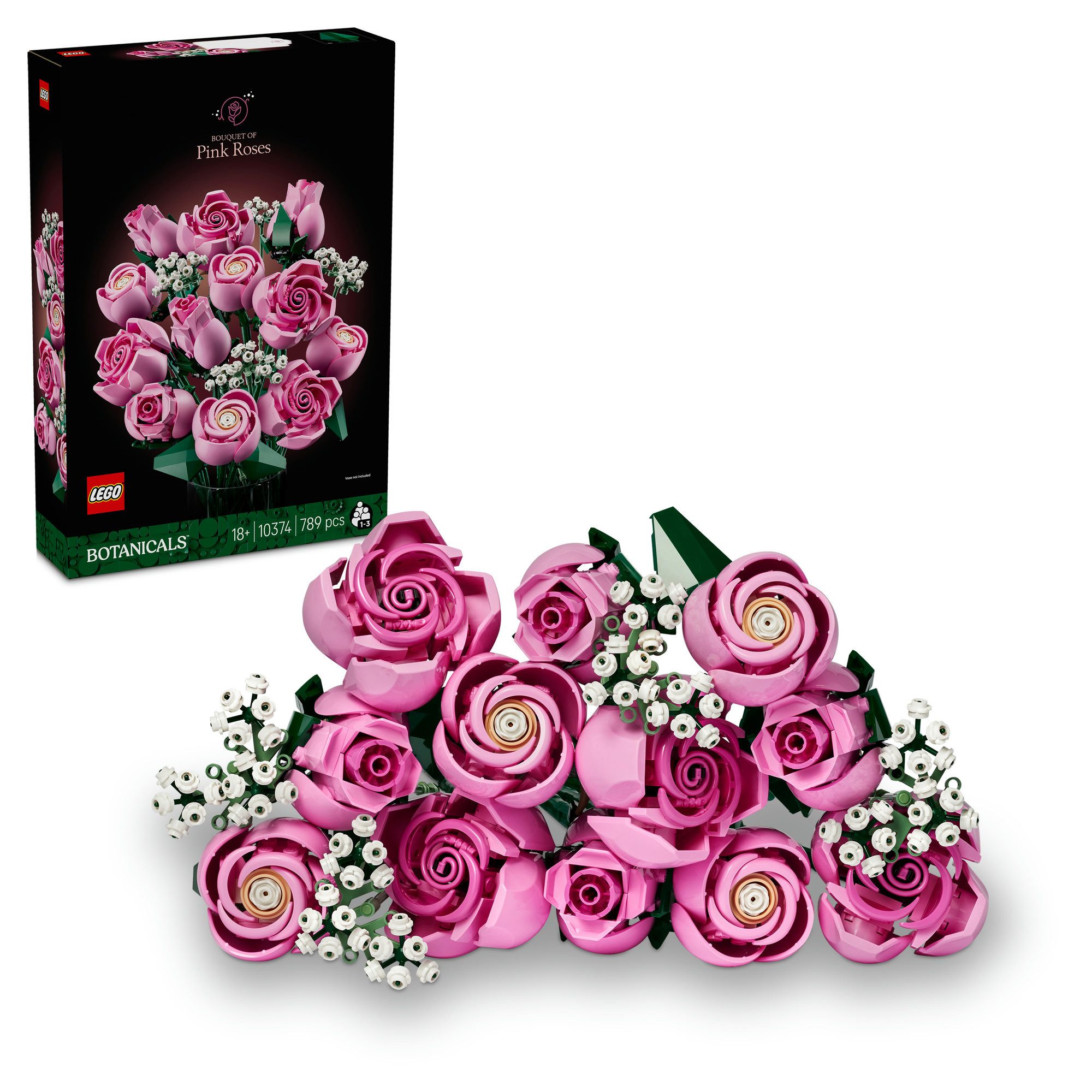 LEGO® Rosa Rosenstrauß (10374), LEGO Botanicals Konstruktionsspielsteine, (789 St), Blumen, Made in Europe
