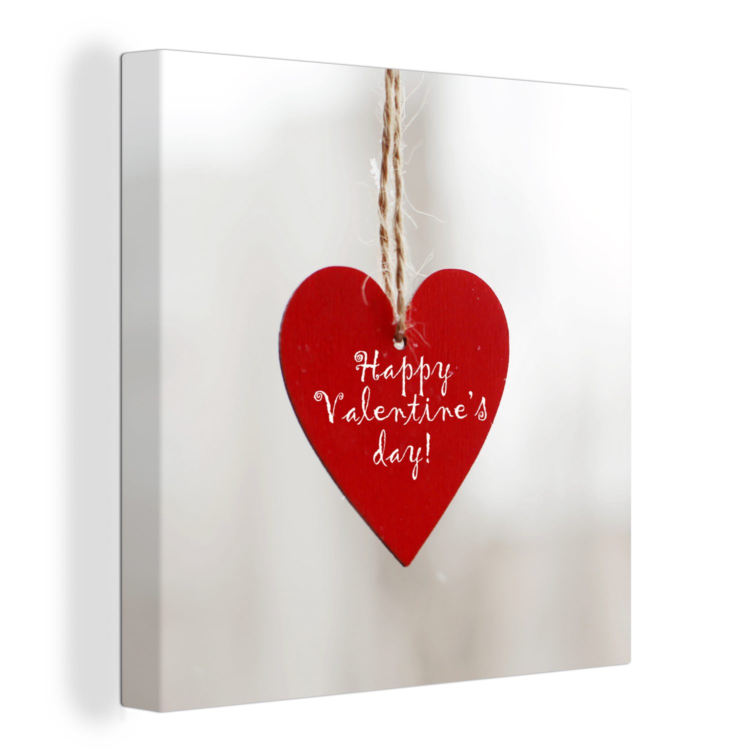 OneMillionCanvasses® Leinwandbild Ein Herz mit dem Text happy valentines day für Valentinstag, (1 St), Leinwand Bilder für Wohnzimmer Schlafzimmer