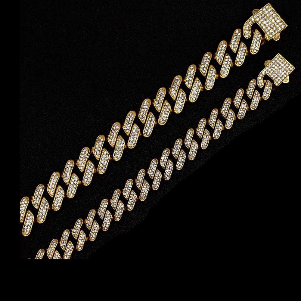 Schmuck Zirkonia 21cm, Premium Out/Rapper/Armreif Glieder Länge Herrenschmuck Edelstahl Hip Hop/Iced Karisma Gold Kubanische Armband