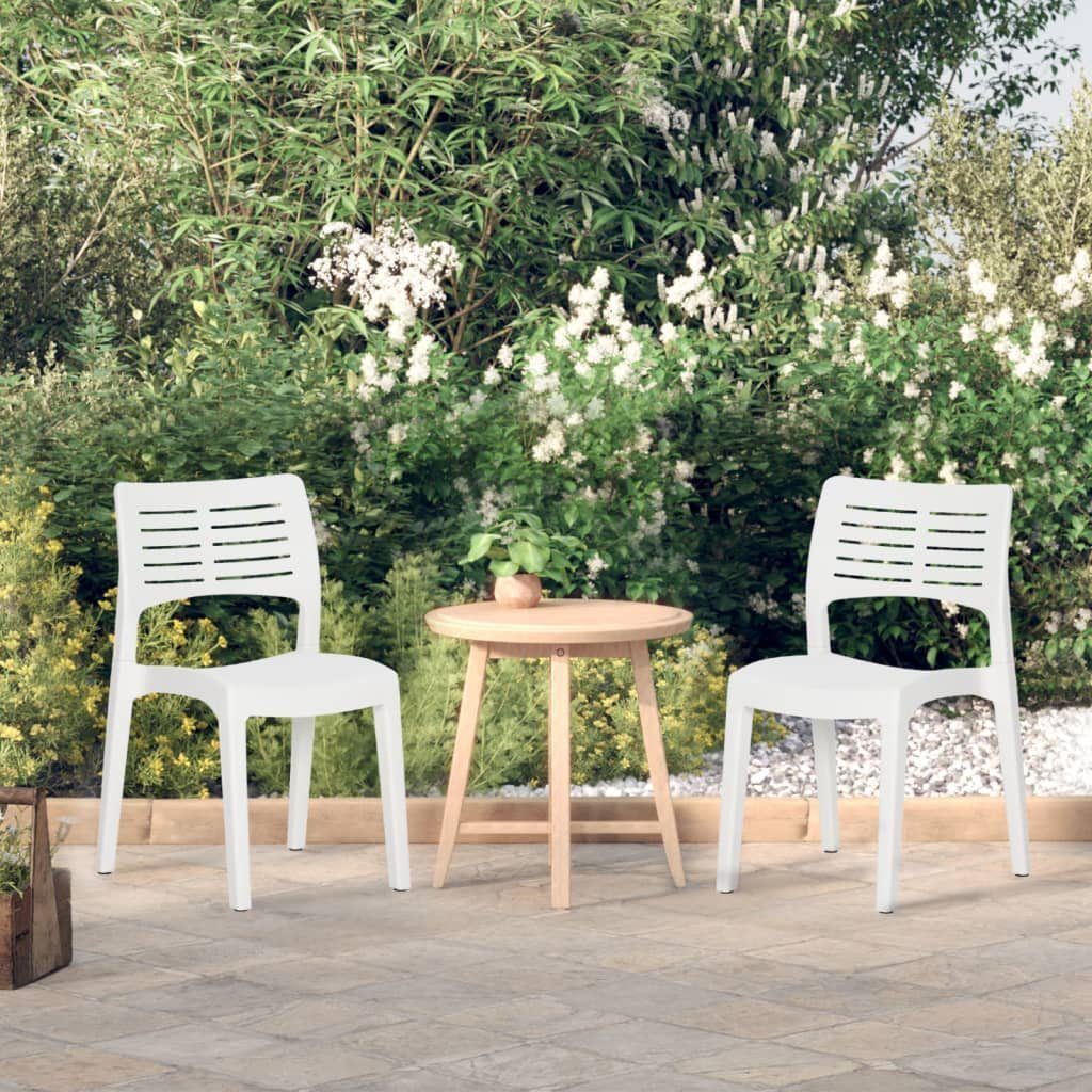 furnicato Gartenstuhl Gartenstühle 2 Stk. Weiß Polypropylen | Stühle