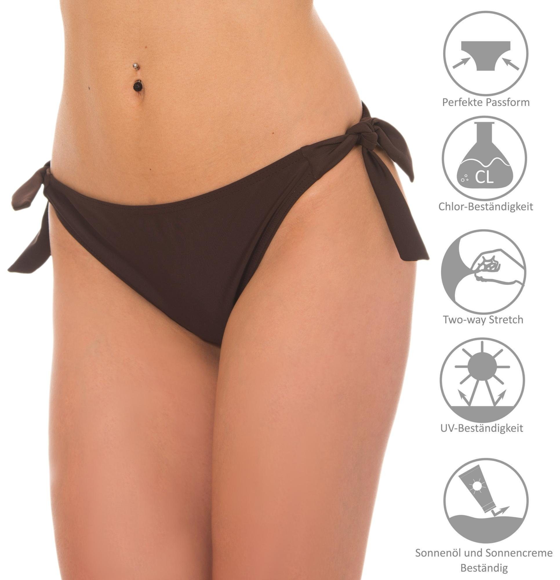 Aquarti Bikini-Hose Damen Bikinihose seitlich zum Binden Hüftslip in schönen Unifarben – Bild 5 von 5