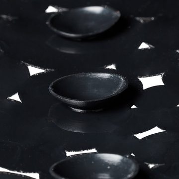 Badematte Badewannenmatte oval relaxdays, Höhe 7 mm, Kunststoff, Schwarz