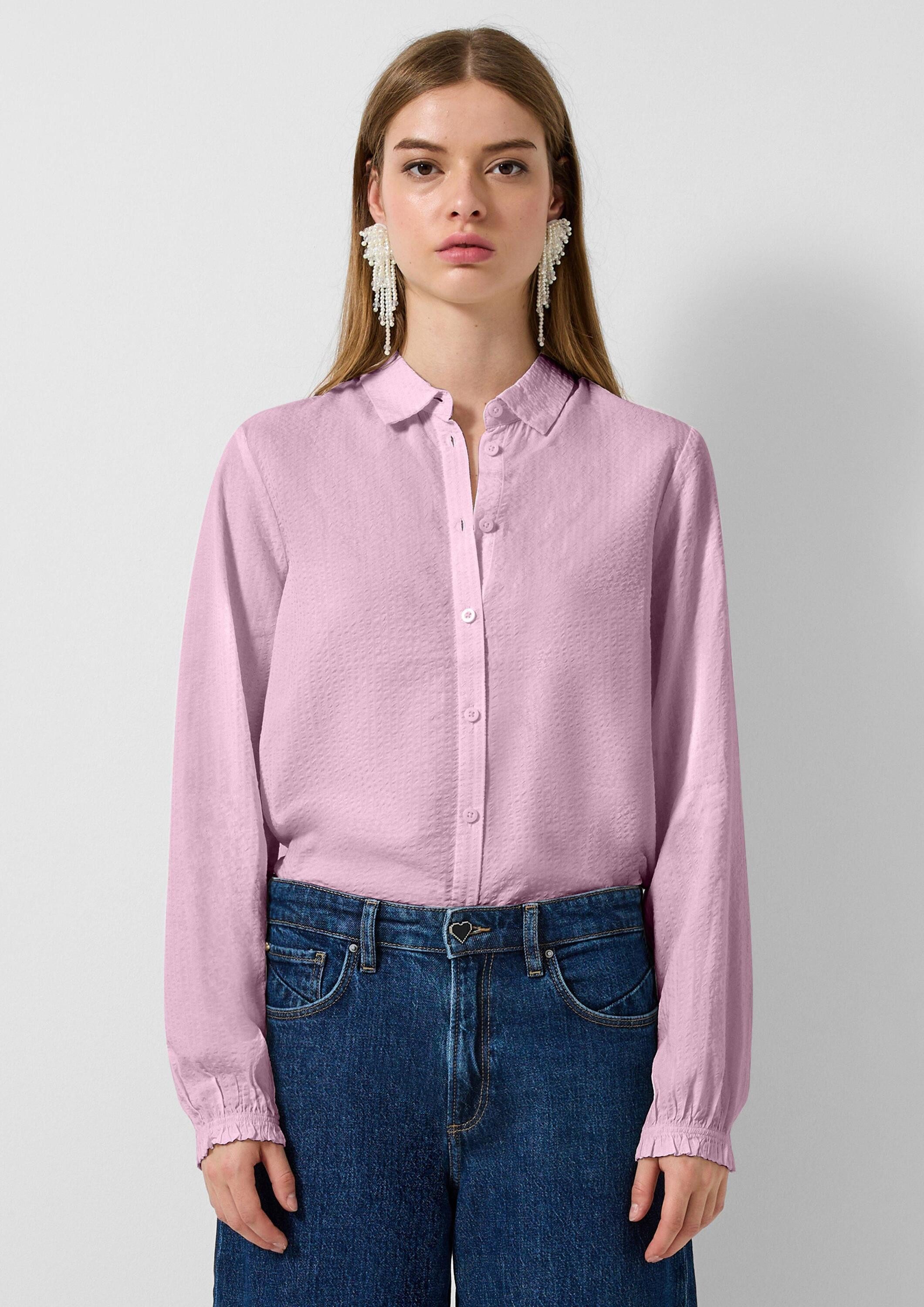 QS Langarmbluse Bluse Strukturierte Bluse