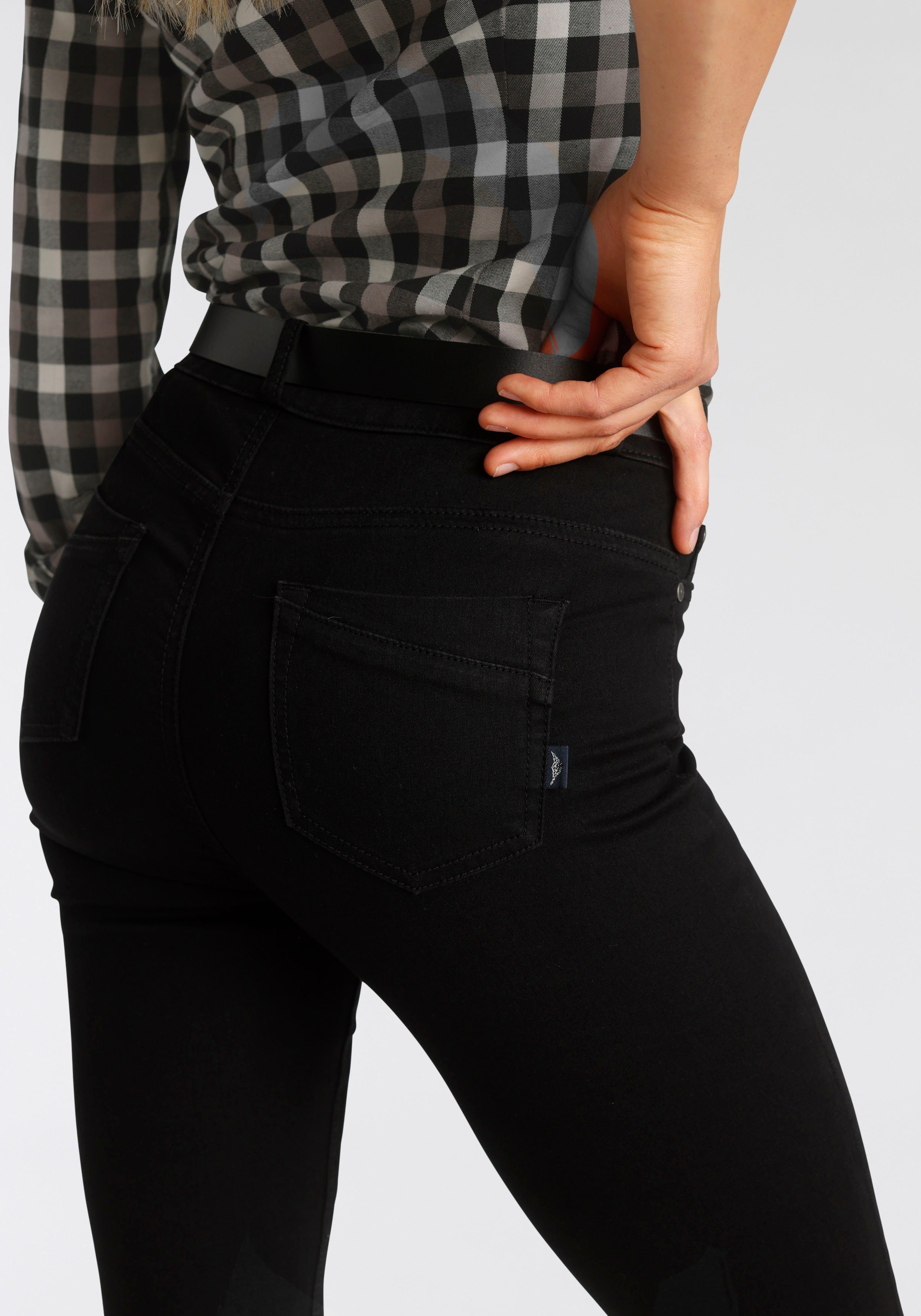 Arizona Bootcut-Jeans Ultra Stretch High Shapingnähten black Waist mit