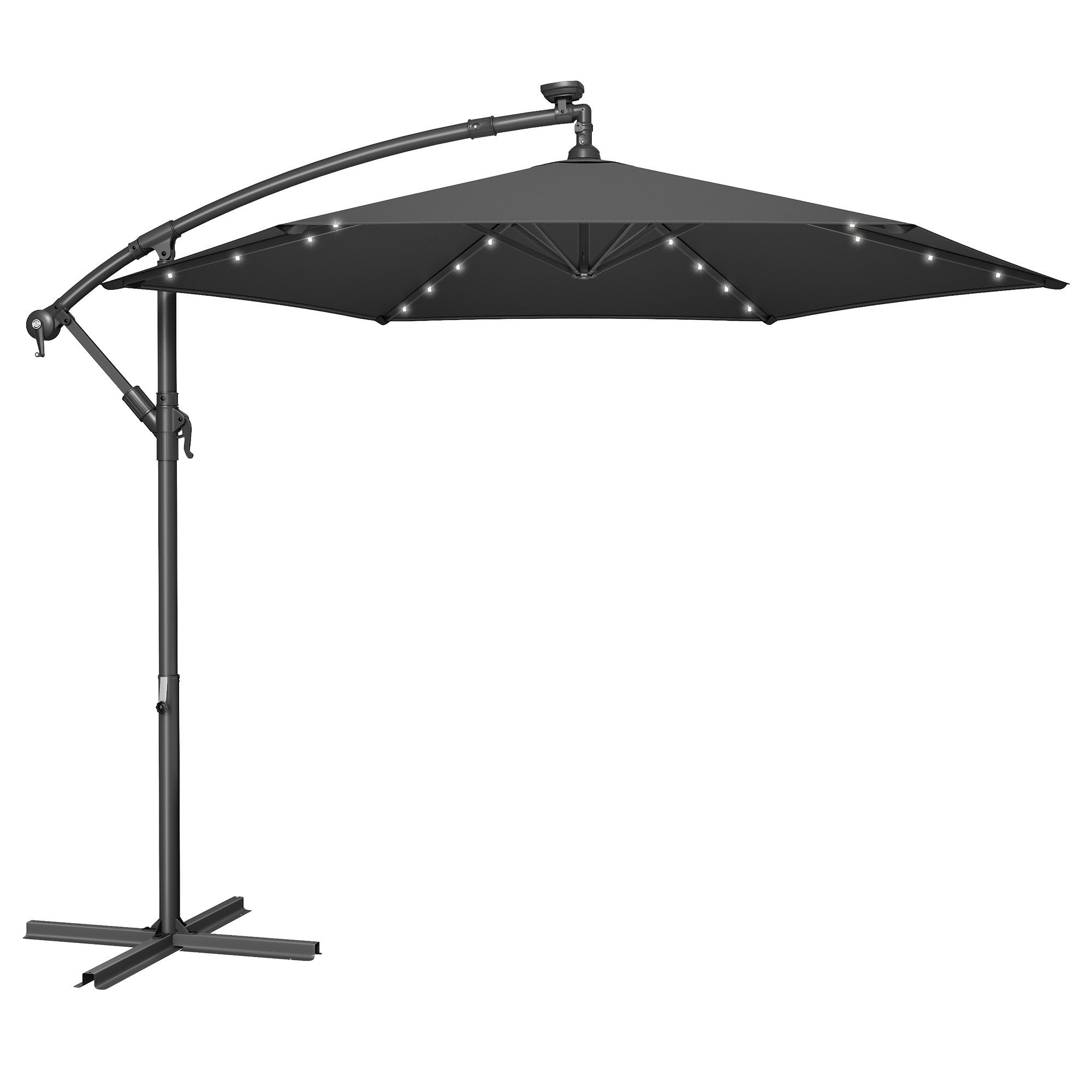 SONGMICS Sonnenschirm, Ø 300 cm,LED-Solar-Beleuchtung,UPF 50+,mit Ständer