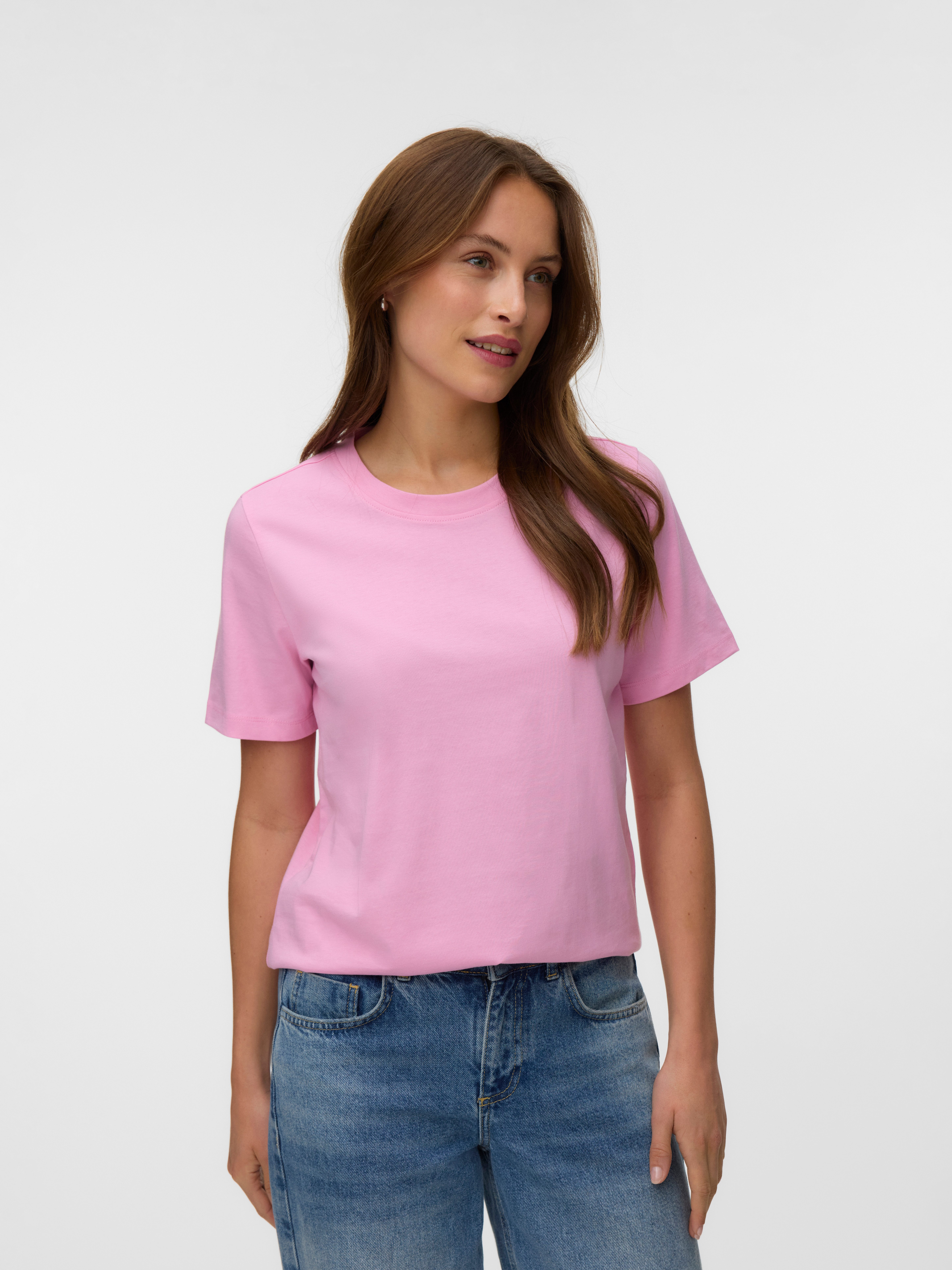 Vero Moda Kurzarmshirt VMPAULINA SS T-SHIRT GA JRS NOOS Baumwolle, regular fit