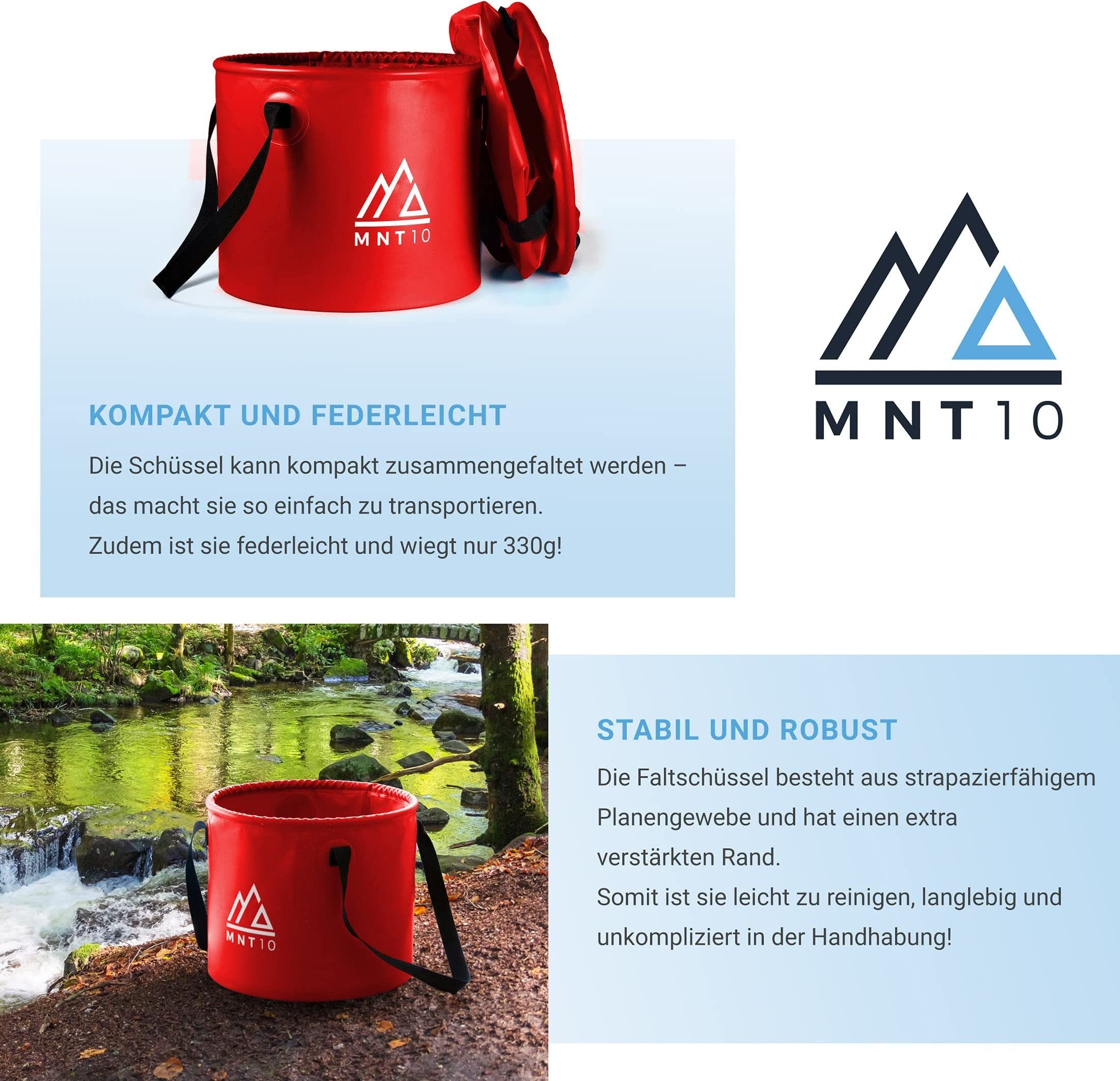 MNT10 Schüssel Spülschüssel, oder Eimer I Faltbarer Outdoor Rot 20L als in 20L Faltschüssel, Als Falteimer Camping Spülwanne 15L oder