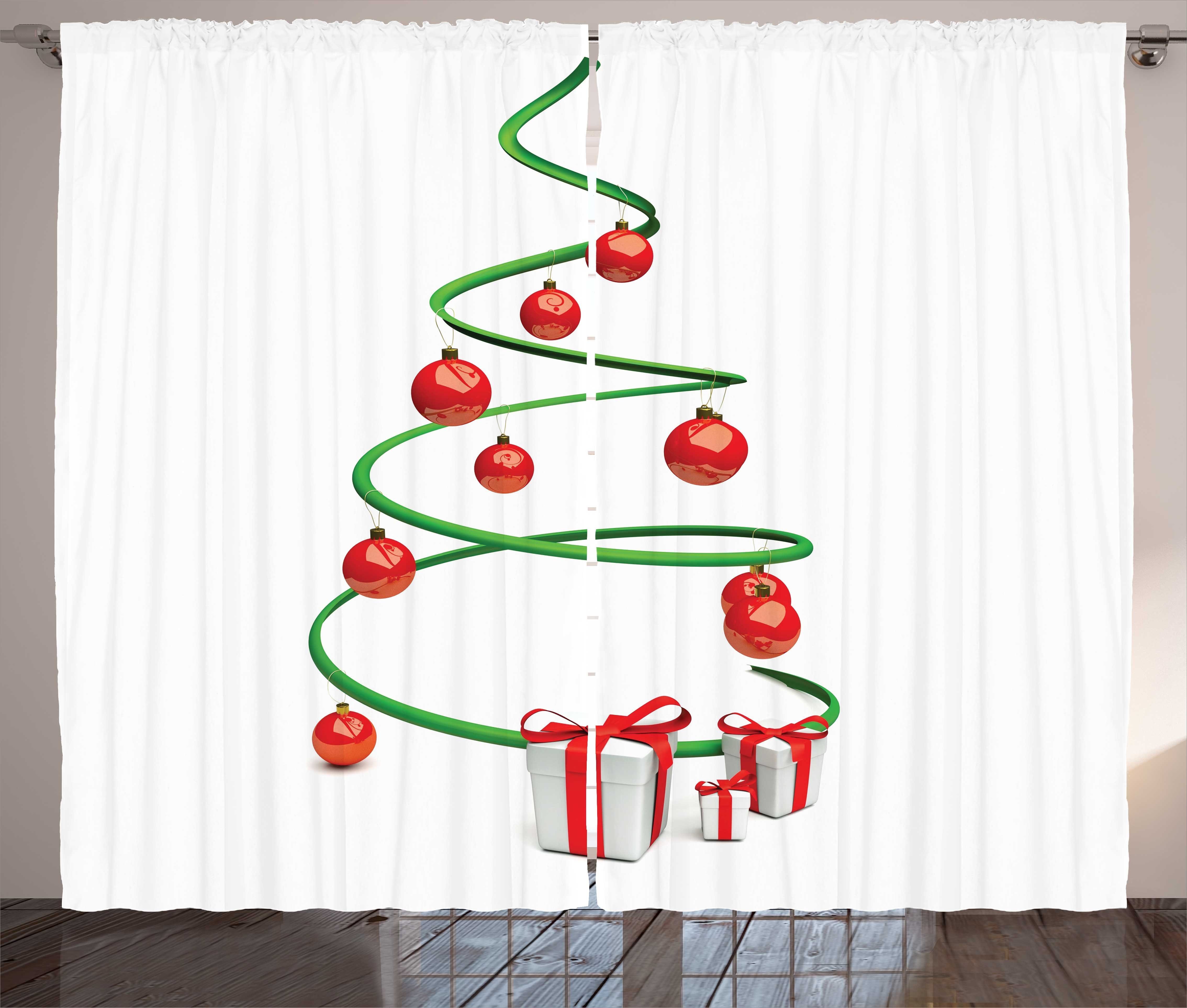 Gardine Schlafzimmer Kräuselband Vorhang mit Schlaufen und Haken, Abakuhaus, Weihnachten Abstrakte Weihnachtsbaum