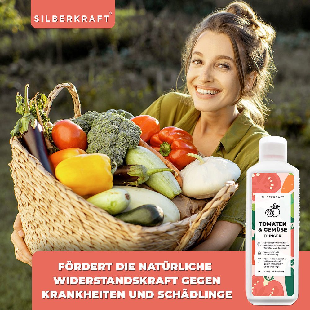 Thumbnail - Silberkraft Pflanzenstärkungsmittel Tomatendünger - Mineralischer NPK Flüssigdünger mit Stickstoff, 4 x 1 L, Flüssiger V...