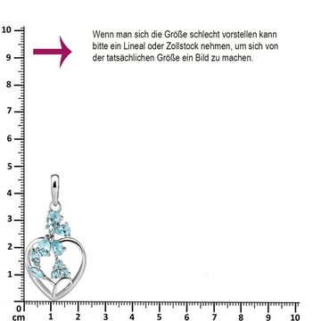 Limana Herzkette echte Edelsteine blau Topas 925 Sterling Silber Kette mit Herz 50cm (inkl. Herz Geschenkdose und Tasche), Kette für jeden Tag Anhänger Frauen Geschenk Echtschmuck