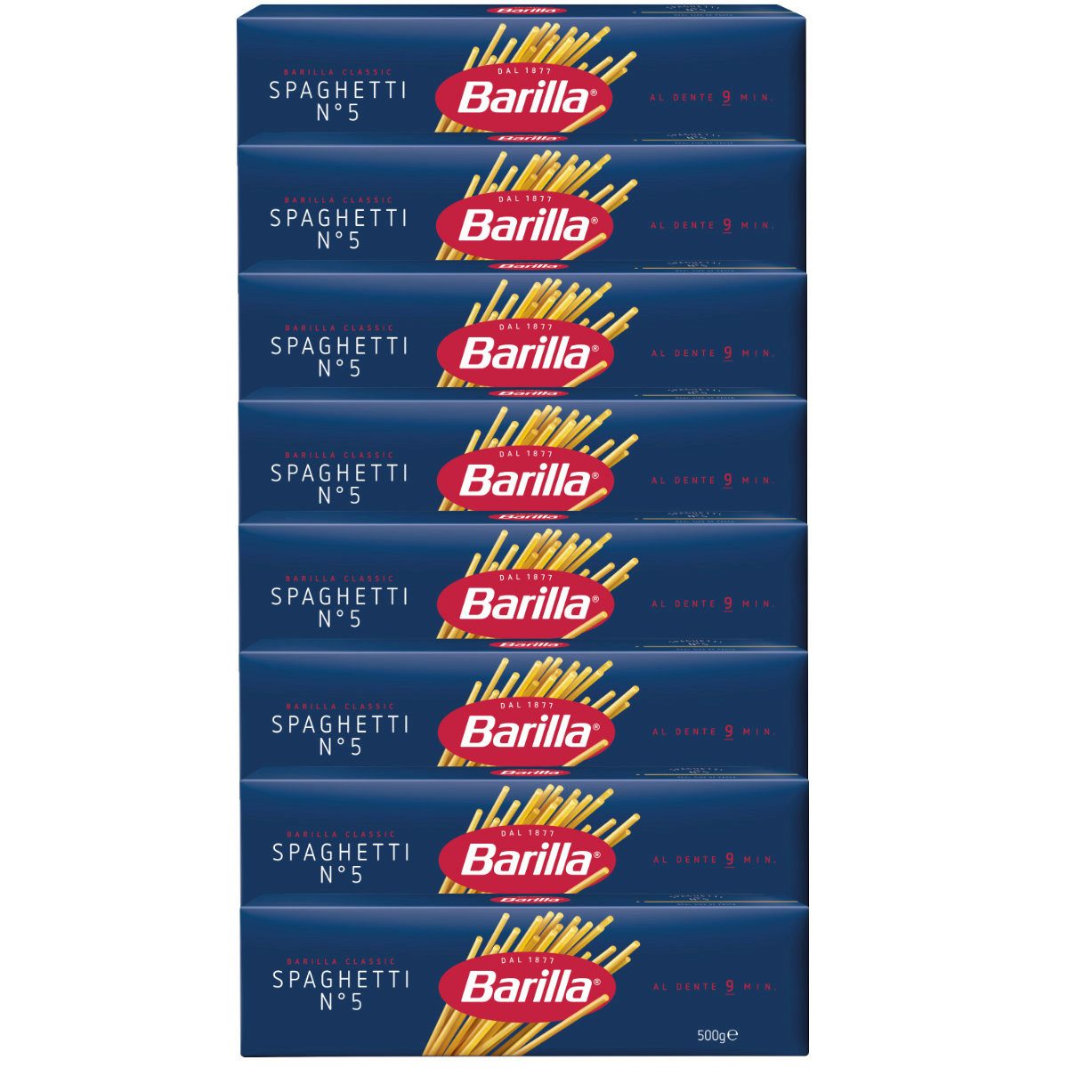 Barilla Nudeln, Barilla Spaghetti Nummer 5 Pasta aus Hartweizen 500g 8er Pack