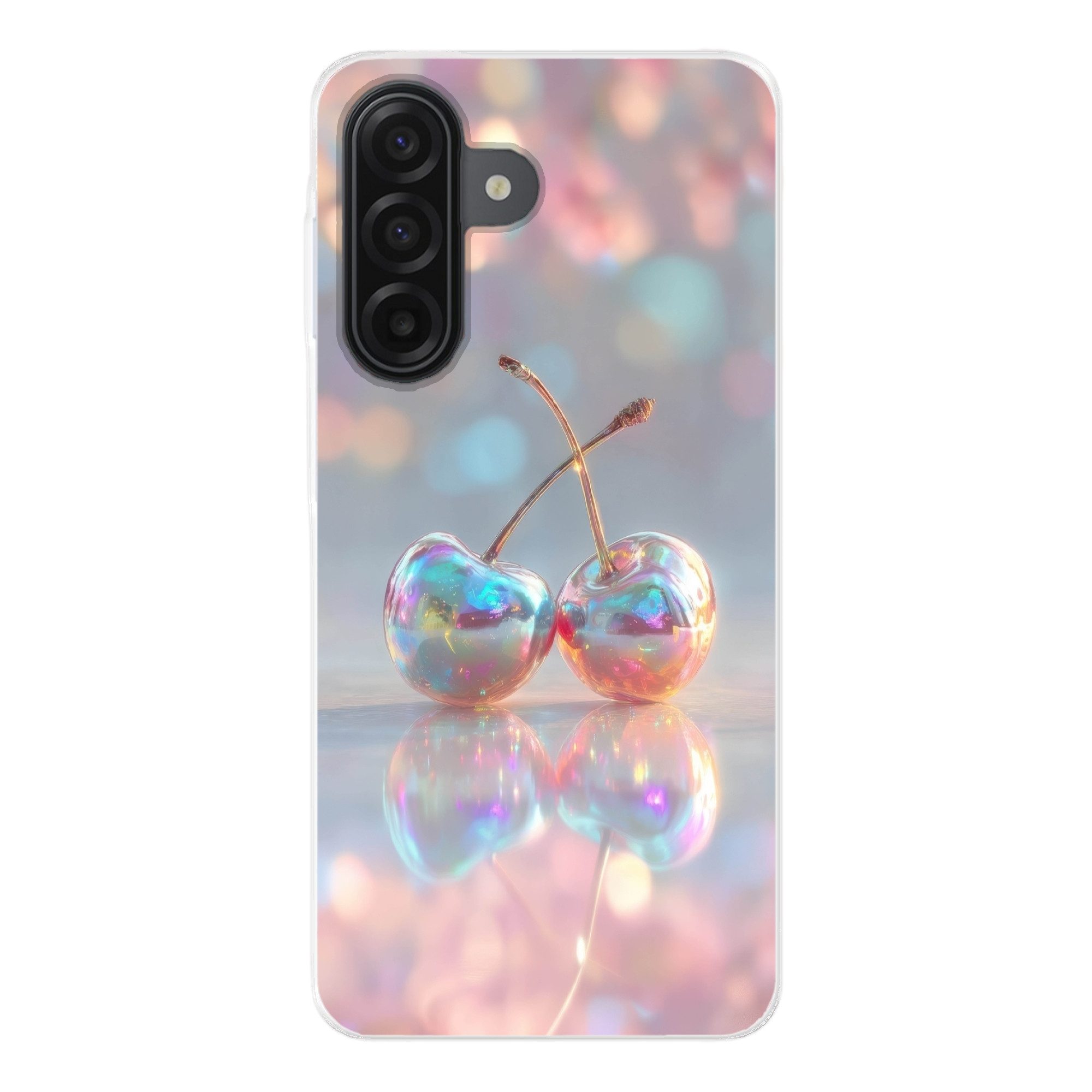 MuchoWow Handyhülle für Samsung Galaxy A17 Kirsche - Glänzend - Regenbogenfarbe, Smartphone-Bumper, Print, Handy Schutzhülle Dünn