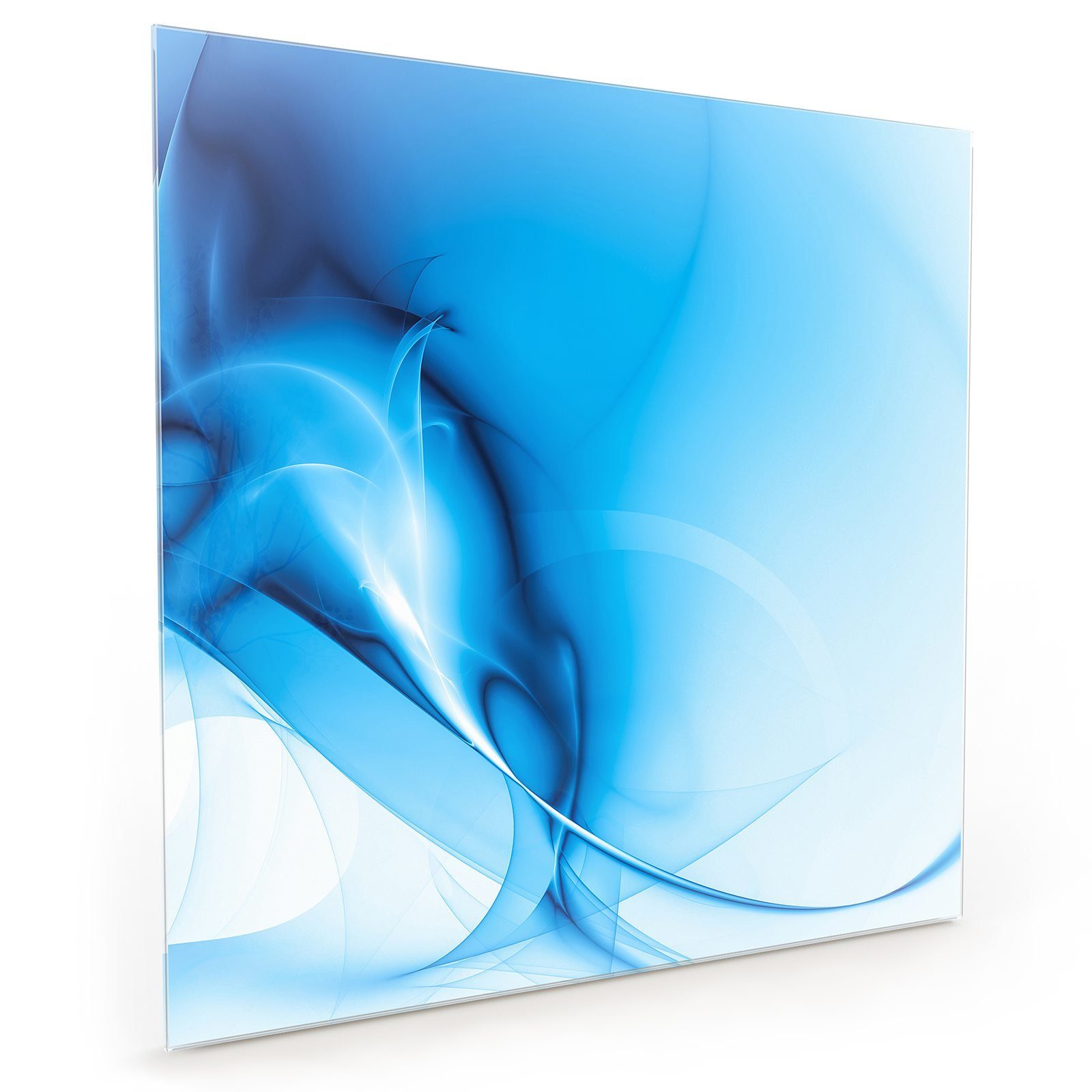 Primedeco Küchenrückwand Küchenrückwand Spritzschutz Glas mit Motiv Blaue abstrake Mischung