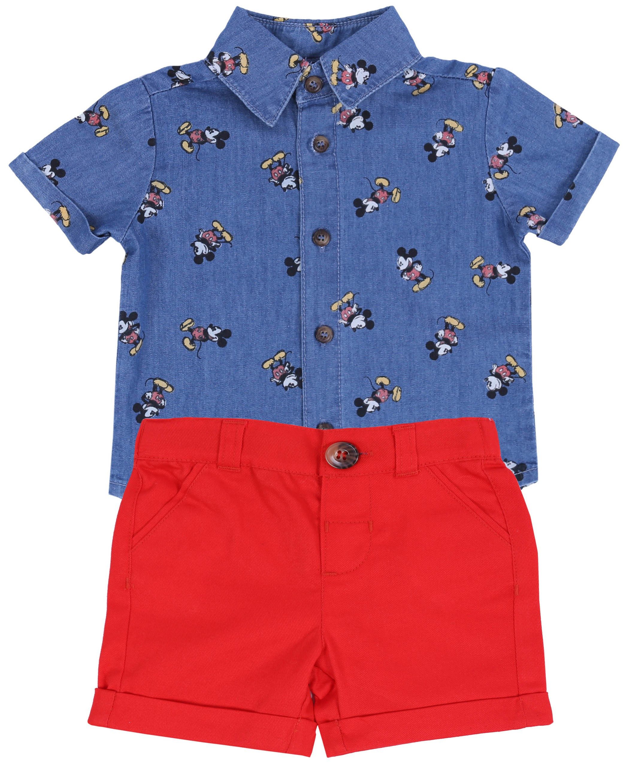 Shirt & Shorts T-Shirt + rote Shorts Mickey Maus DISNEY 3-6 Monate