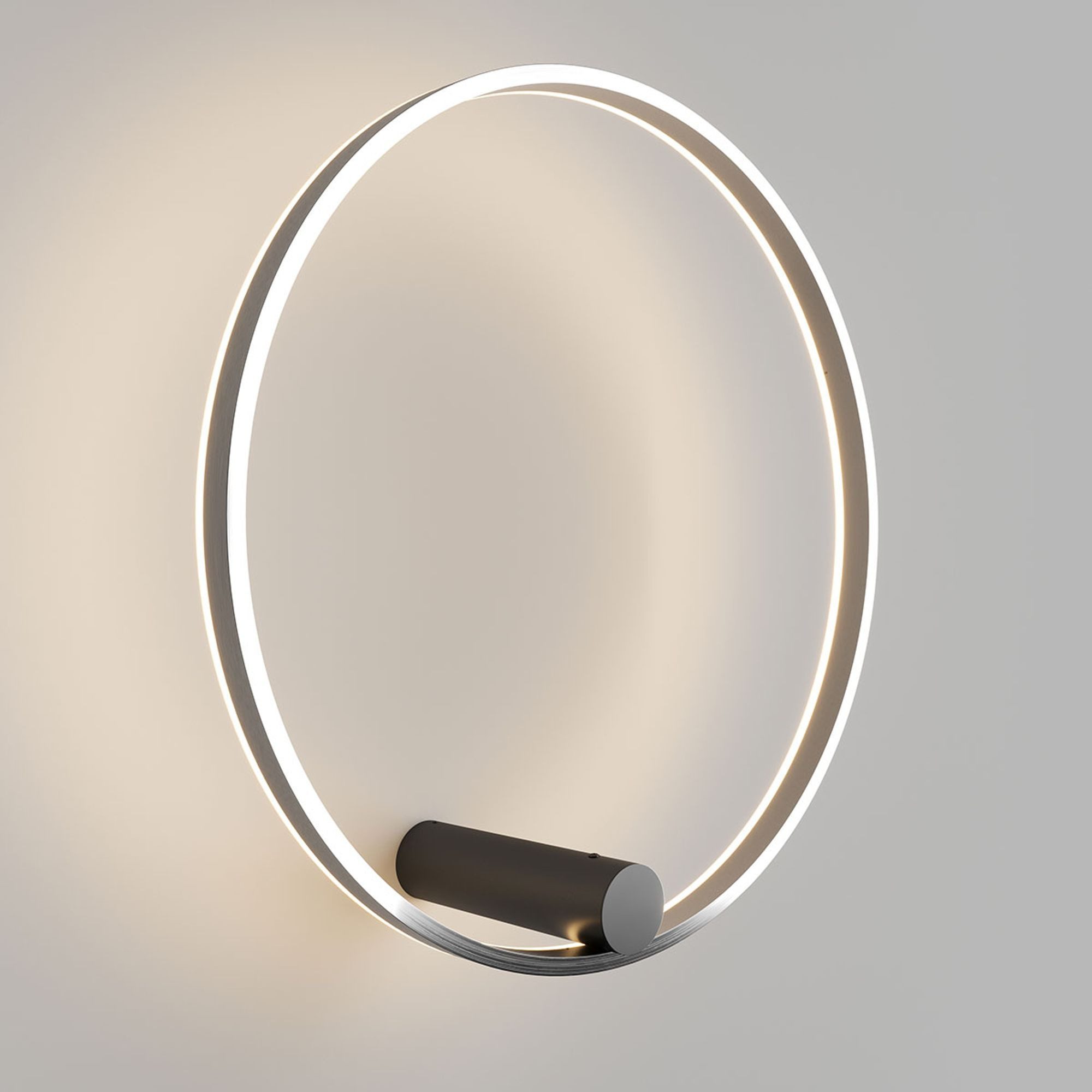s.luce Deckenleuchte LED Ring Air rund indirekt Ø 60cm Schwarz/Aluminium, Warmweiß