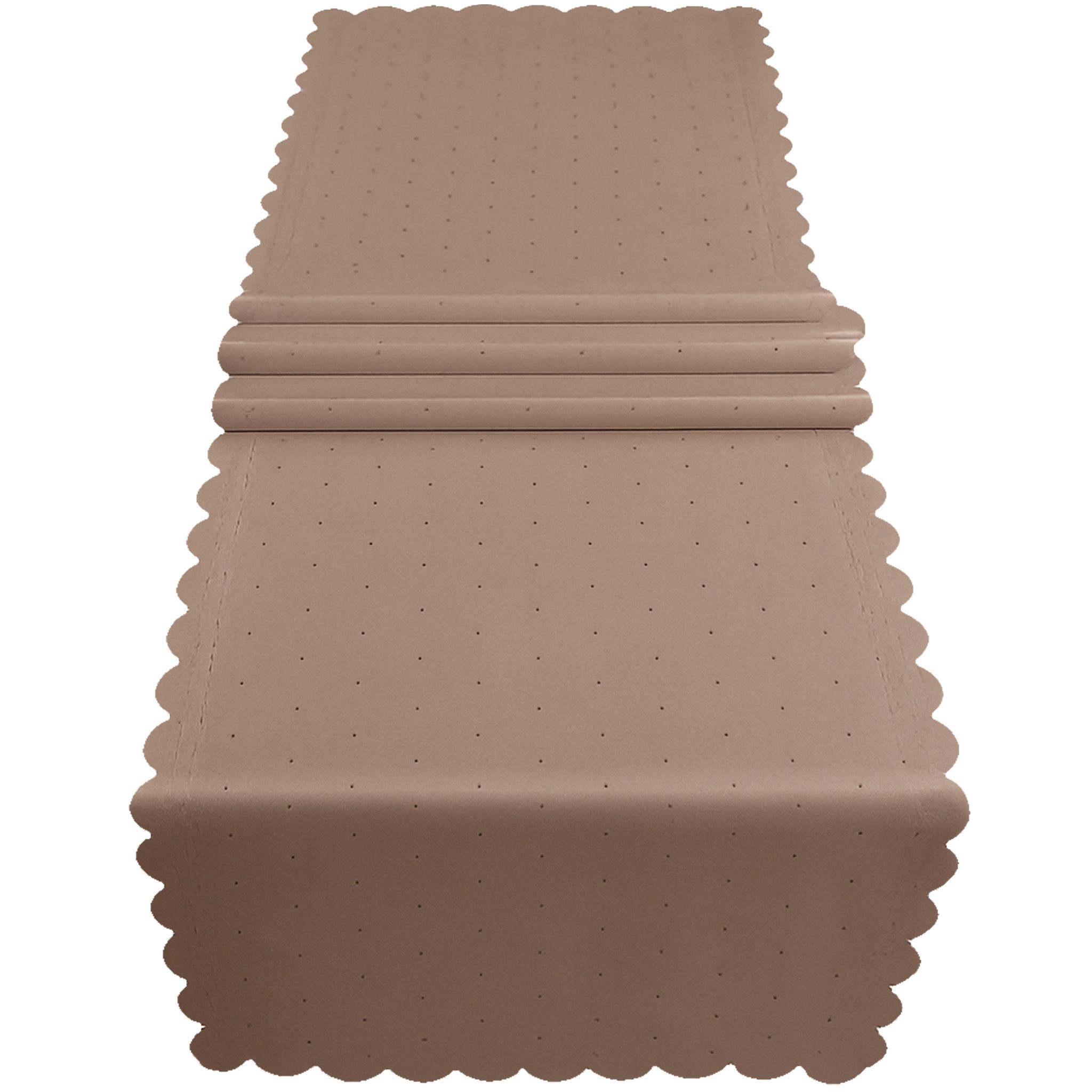 matches21 HOME & HOBBY Tischdecke Tischläufer 40 x 150 cm in Hellbraun für Esstisch & Küche (1-tlg), Waschbare Mitteldecke mit gewelltem Rand