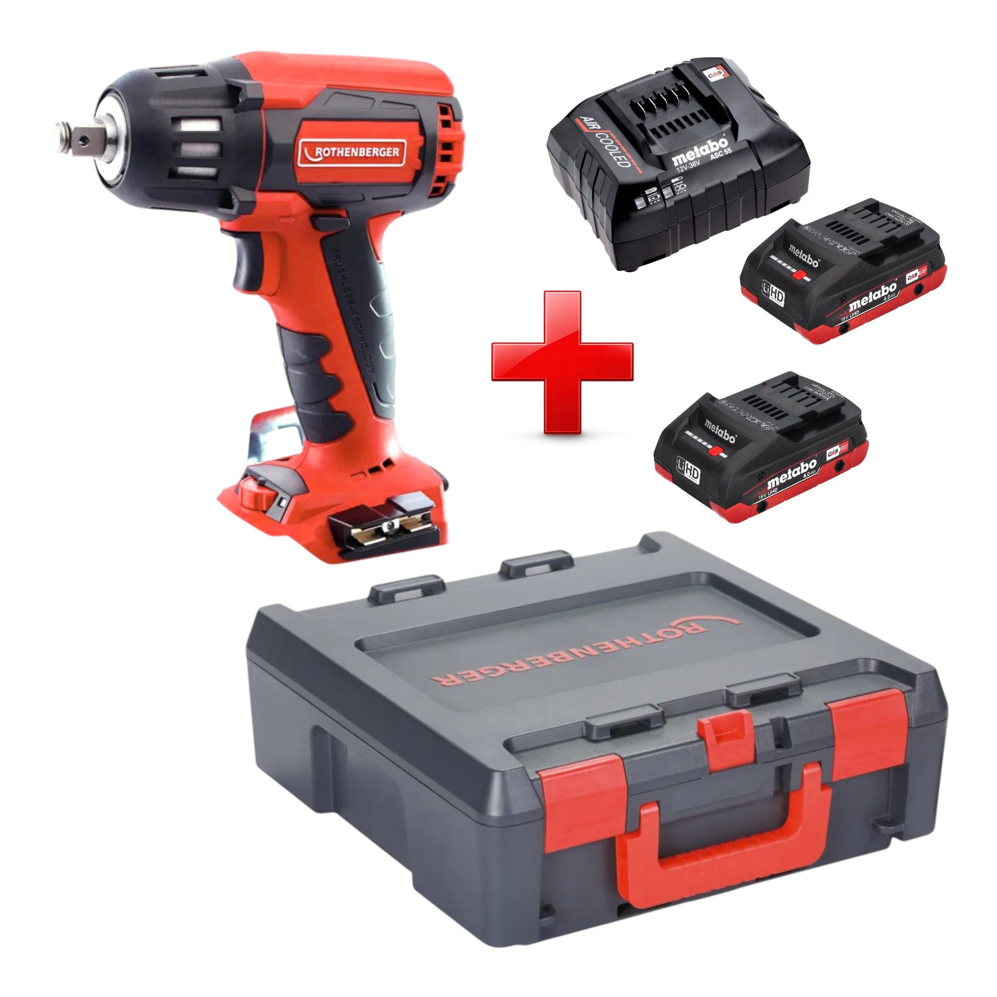 Rothenberger Akku-Schlagschrauber RO ID400 18V 400Nm Brushless + 2x Akku 4,0Ah + Ladegerät + Rocase