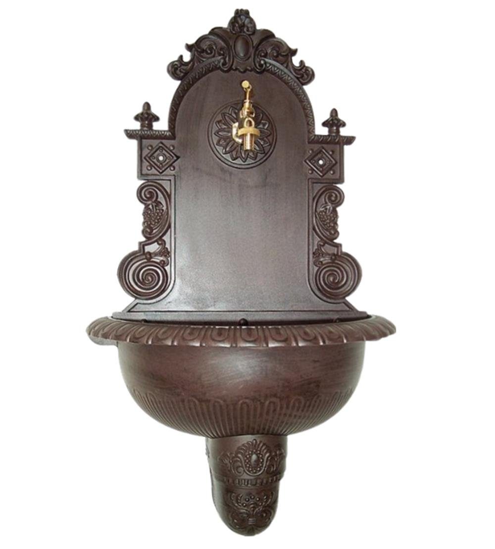 Linoows Gartenbrunnen Wandbrunnen, Nostalgie Brunnen, Garten Waschbecken, Nostalgie Gartebrunnen, 80 cm. Retro Wasserstelle mit Messing Hahn