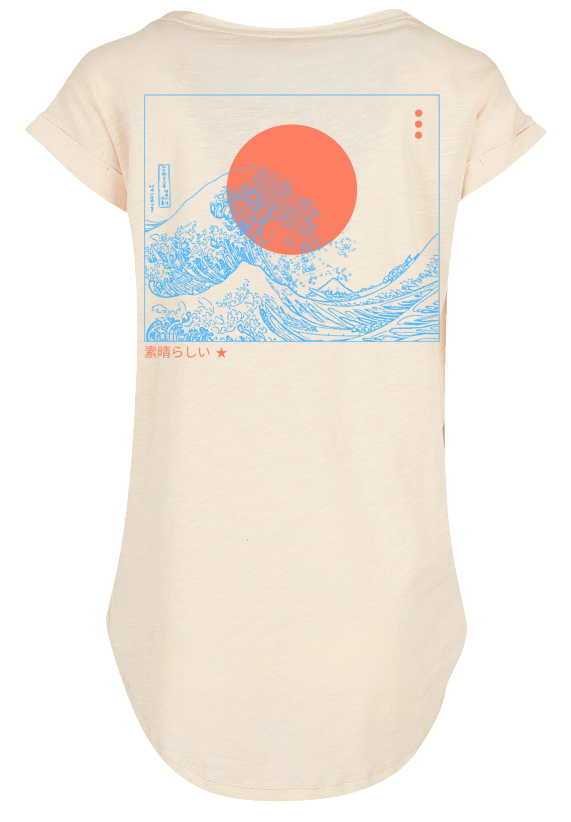 weicher F4NT4STIC hohem mit Baumwollstoff Kanagawa T-Shirt Tragekomfort Print, Sehr Welle SIZE PLUS