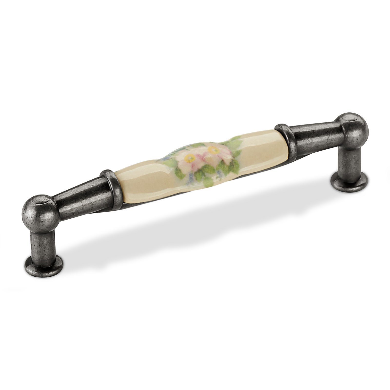 SO-TECH® Möbelgriff Porzellangriff ETTA, Lochabstand 96 mm, Blumendekor, Antik Landhaus Vintage - inkl. Schrauben