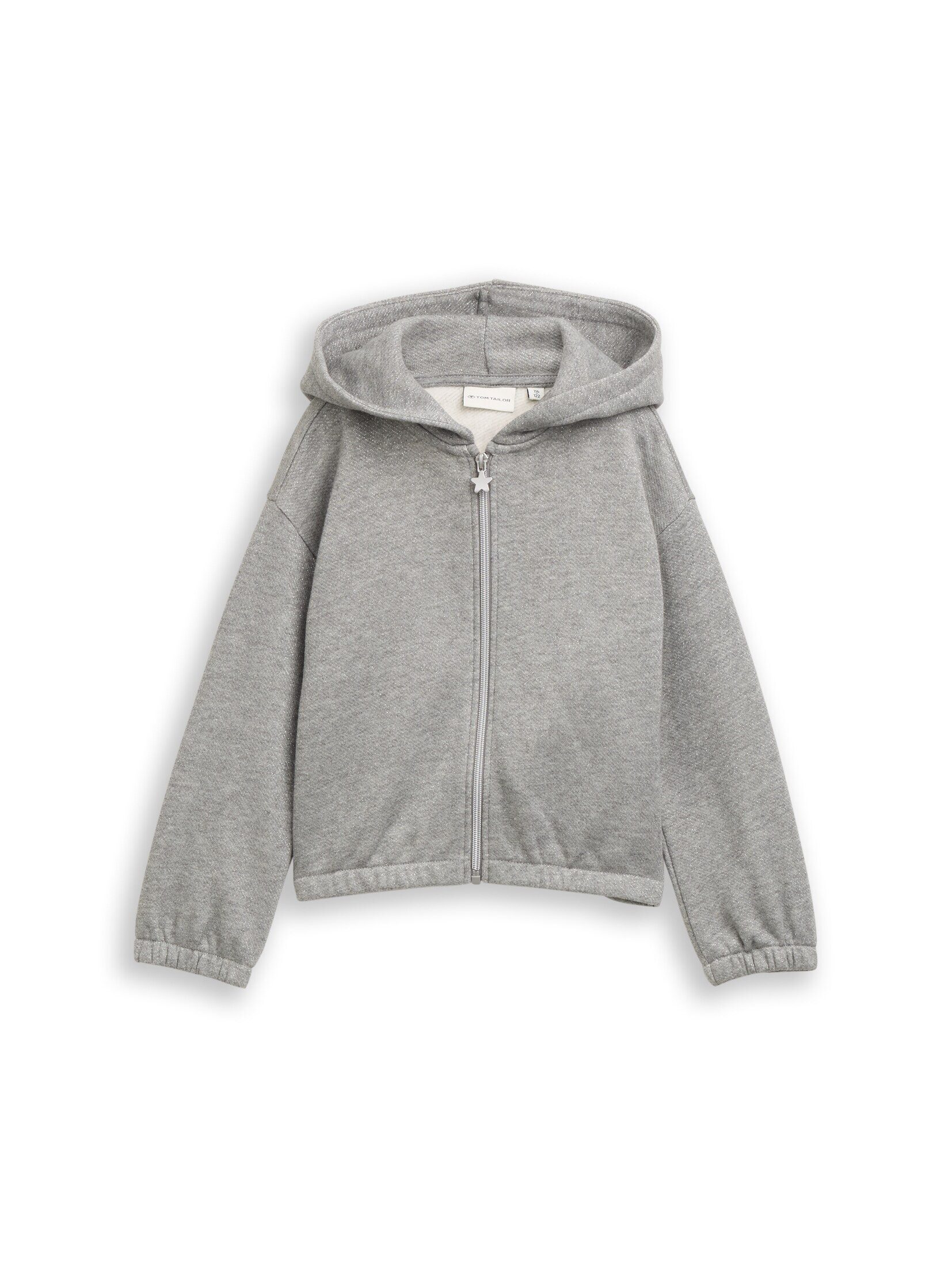 TOM TAILOR Sweatjacke Strick & Sweatshirts Cropped Hoodie Sweatjacke in Glitzer-Optik