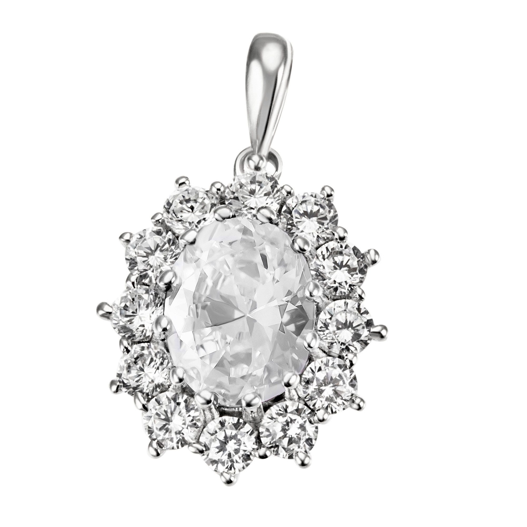 Firetti Kettenanhänger Schmuck Geschenk Silber 925 Halsschmuck Anhänger Lady D Diana Royal, mit Glasstein, Zirkonia (synth)
