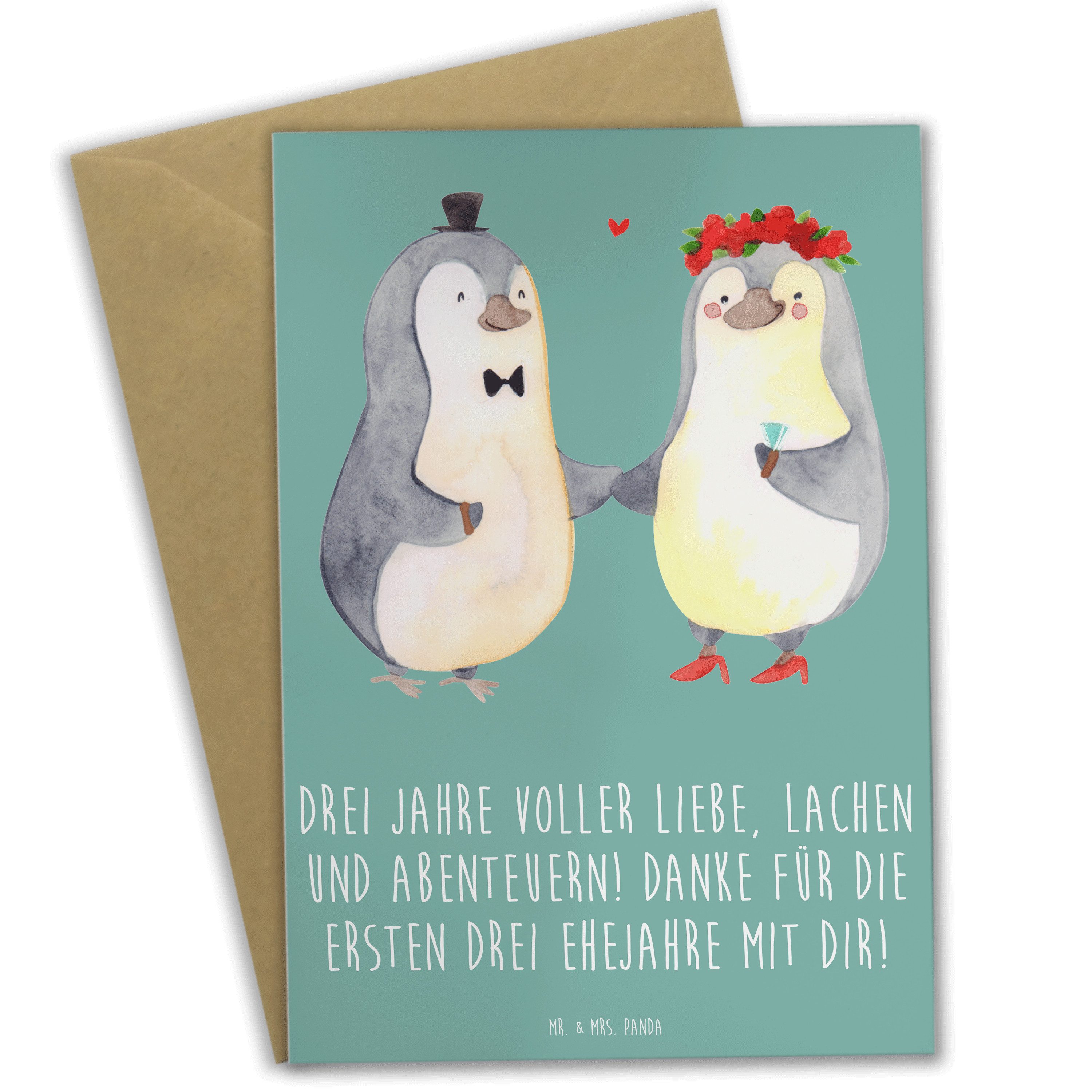 Grußkarte 3. Hochzeitstag Lederhochzeit - Meeresbrise - Geschenk, Lachen und Ab