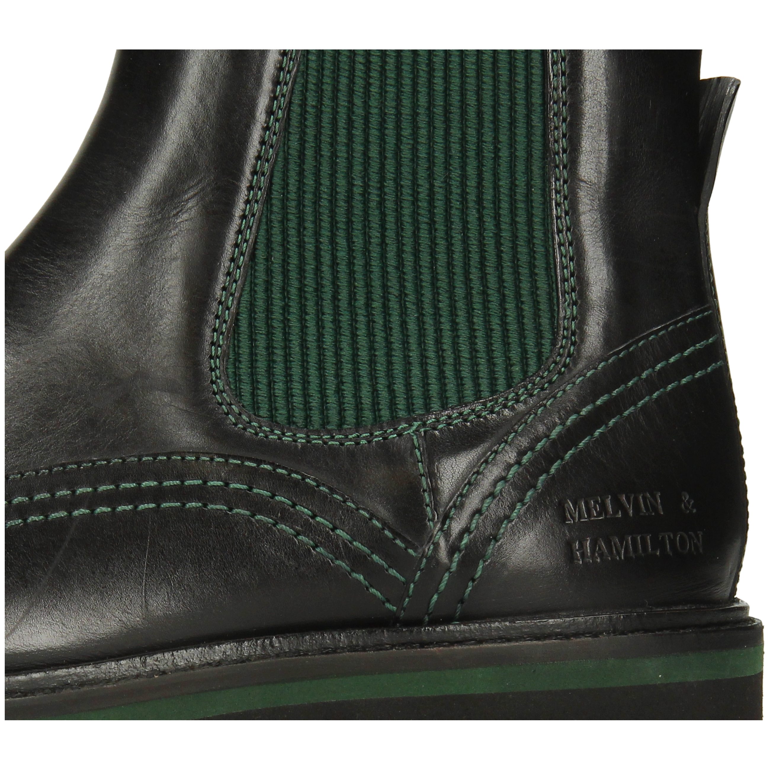 Melvin & Hamilton Sybill 33 Crust Green Black Stiefelette Stitching