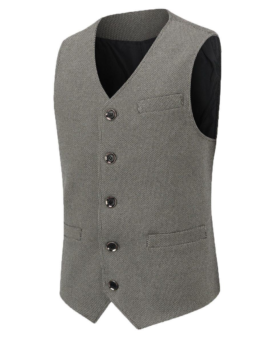 Allthemen Anzugweste mit V-Ausschnitt Wollweste Fischgrätmuster klassische günstig online kaufen