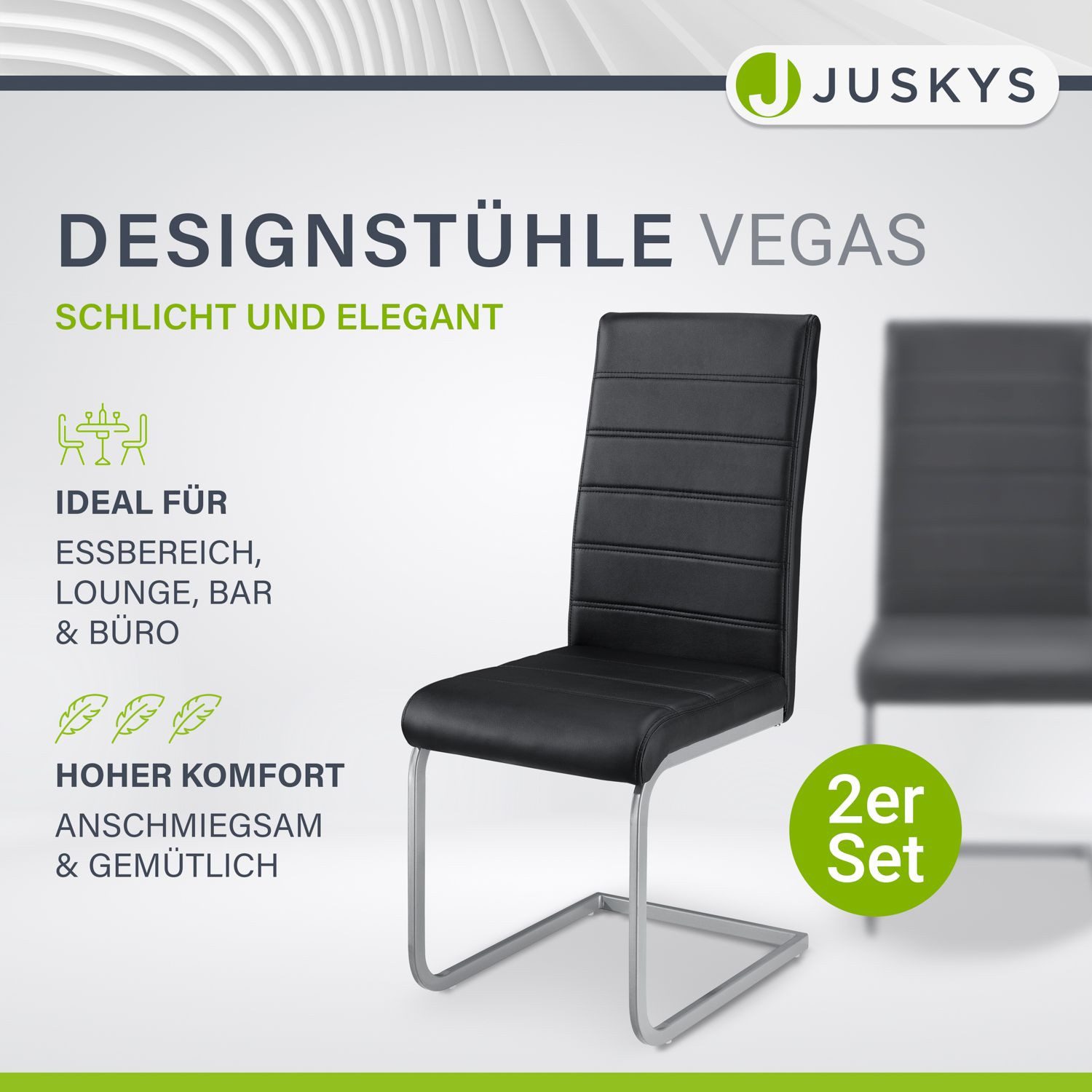 Juskys Freischwinger Vegas, hohe Rückenlehne, pflegeleicht, weiche Polsteru günstig online kaufen