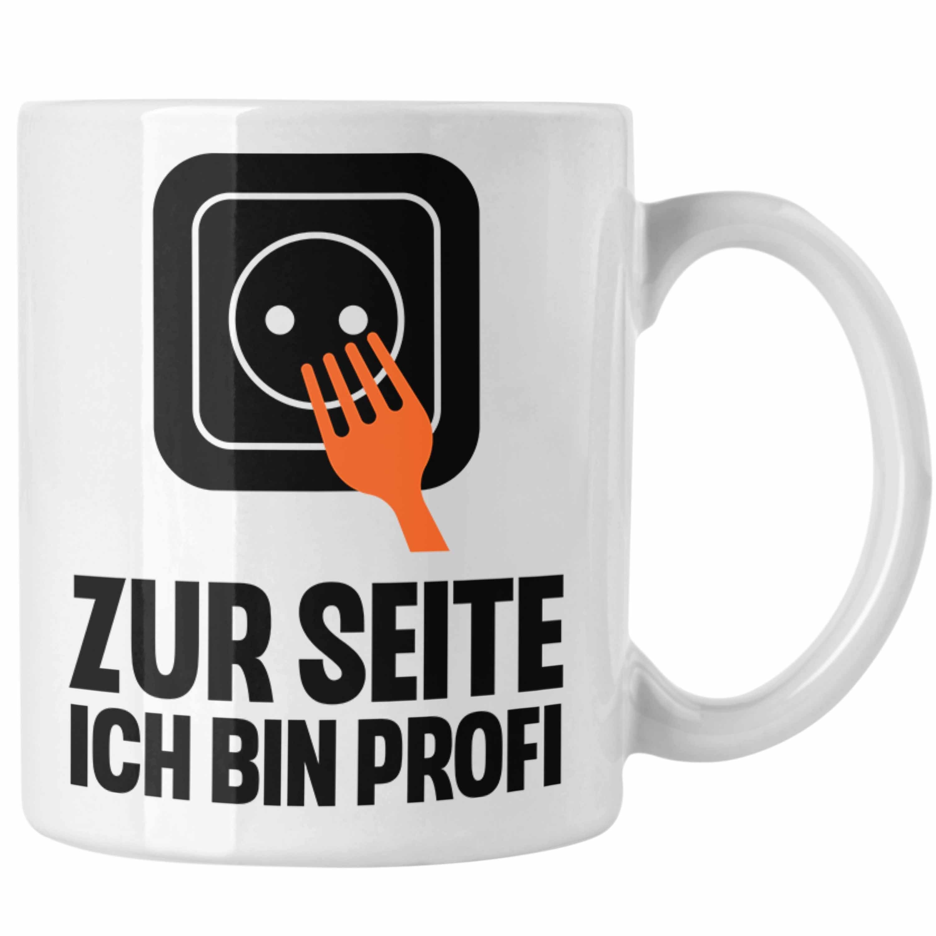 Weiss - Tasse Lustig Geschenkidee Geschenke Tasse Gadget Trendation Geschenk Kaffeebecher Spruch Elektriker Trendation Männer