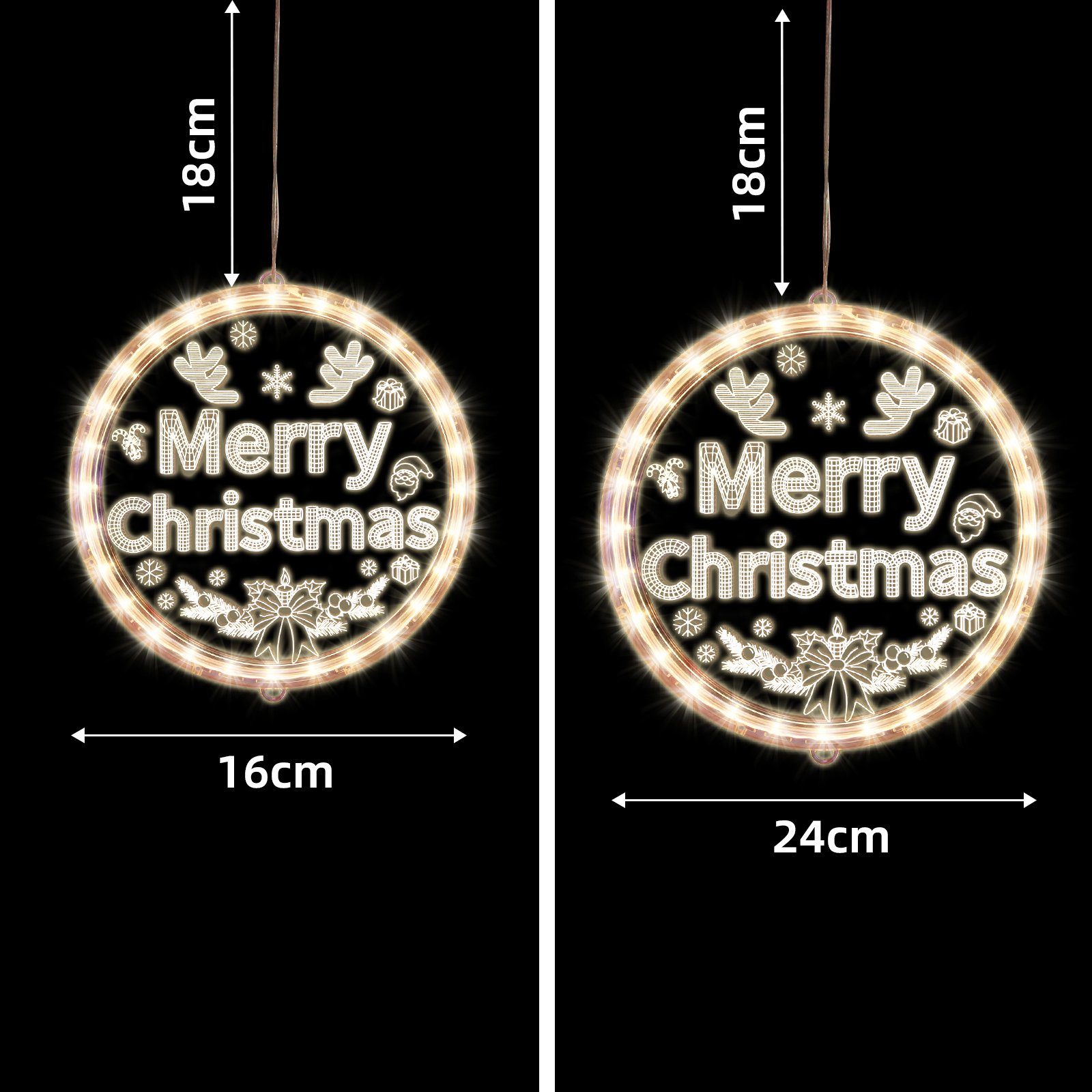 Sunicol LED Dekolicht 3D Weihnachten Fenster Lichter Hängende Weihnachtsbel günstig online kaufen