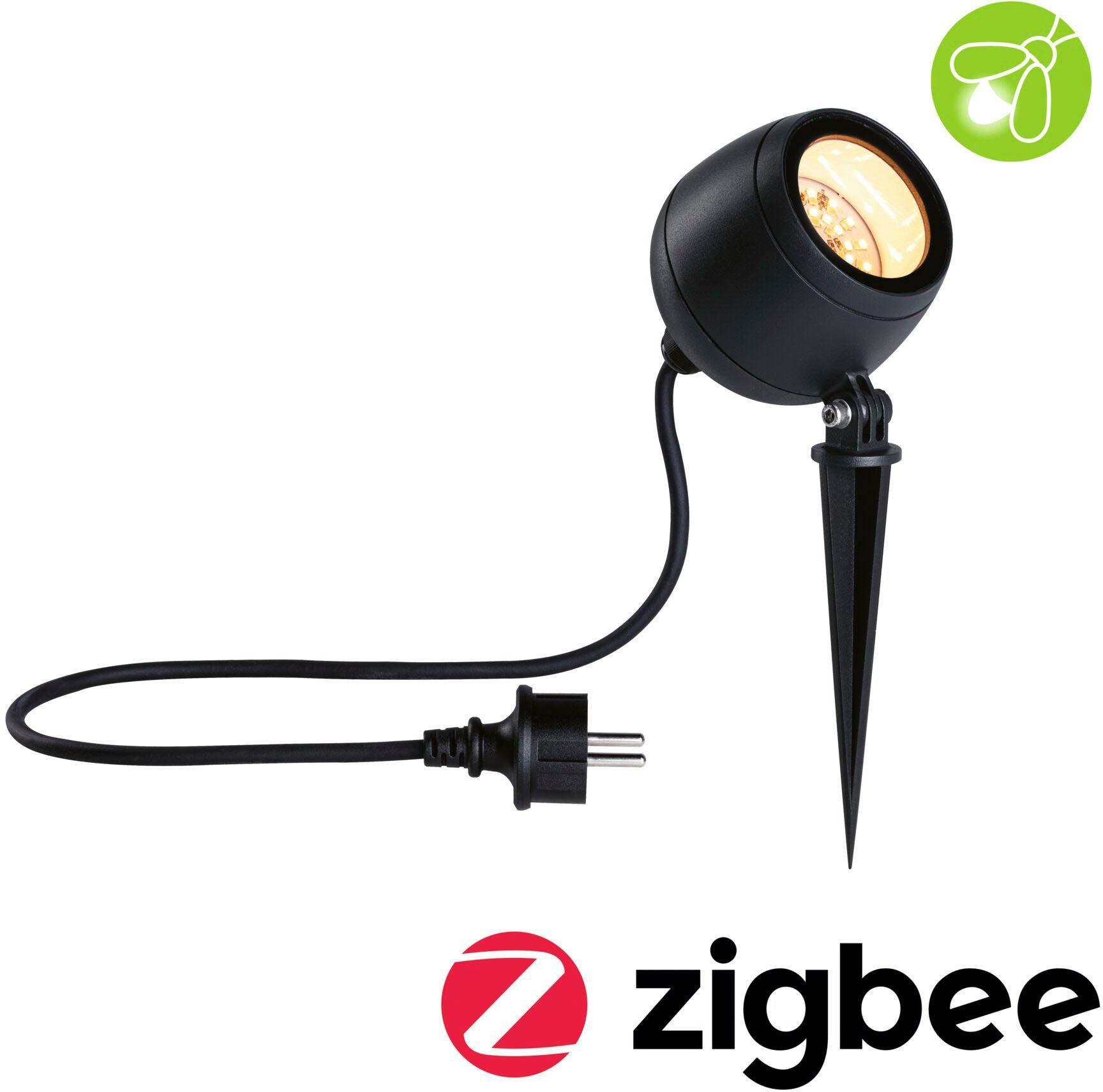 Paulmann LED Gartenleuchte Outdoor 230V Spot Kikolo Insect friendly ZigBee, LED fest integriert, Warmweiß, Insektenfreundlich