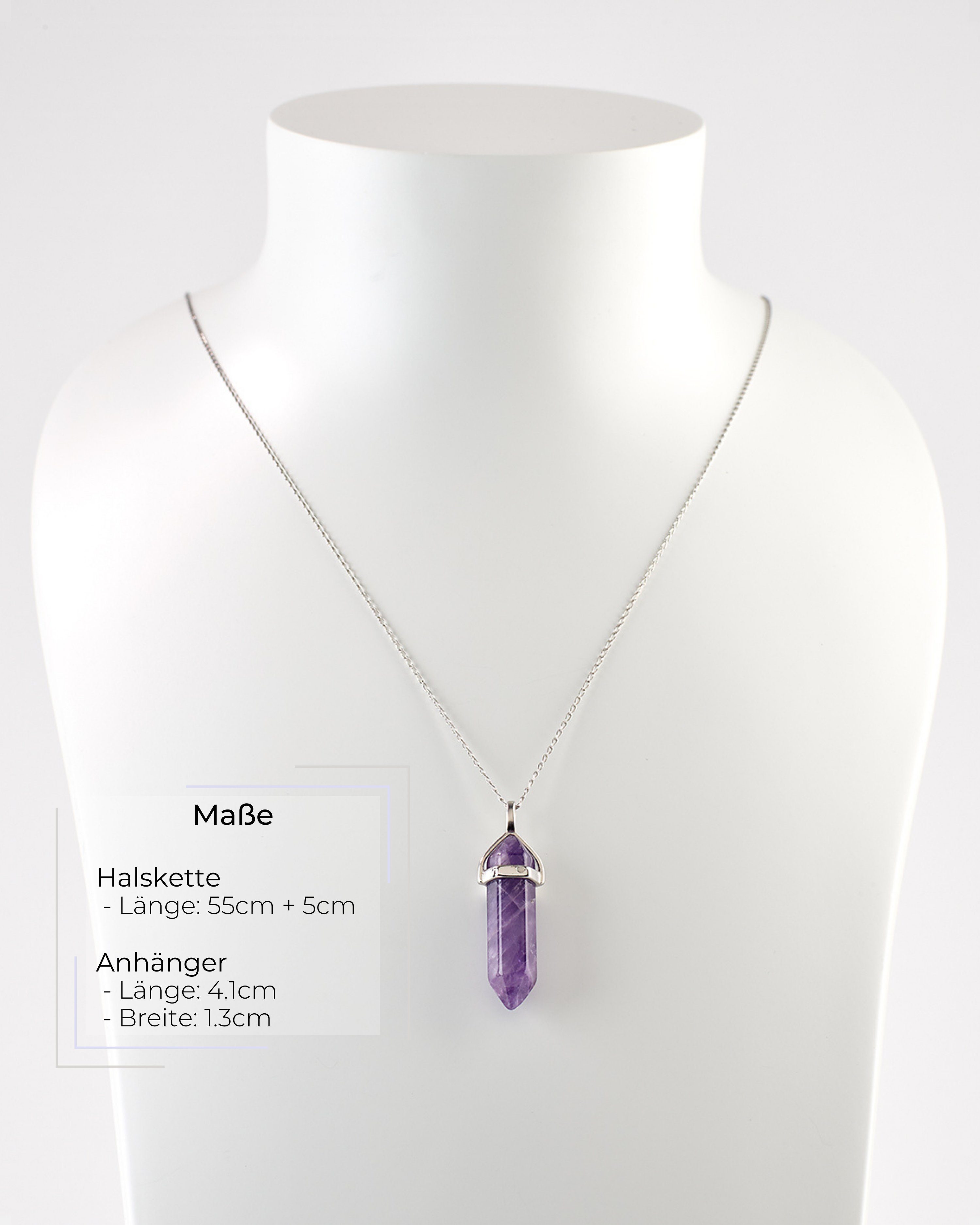 LAVISA Kette mit Anhänger LAVISA Obelisk Edelstein Halskette silber, echte Kristalle, Naturstein, Edelstein Halskette Schmuck Kristall Naturstein Edelsteinkette