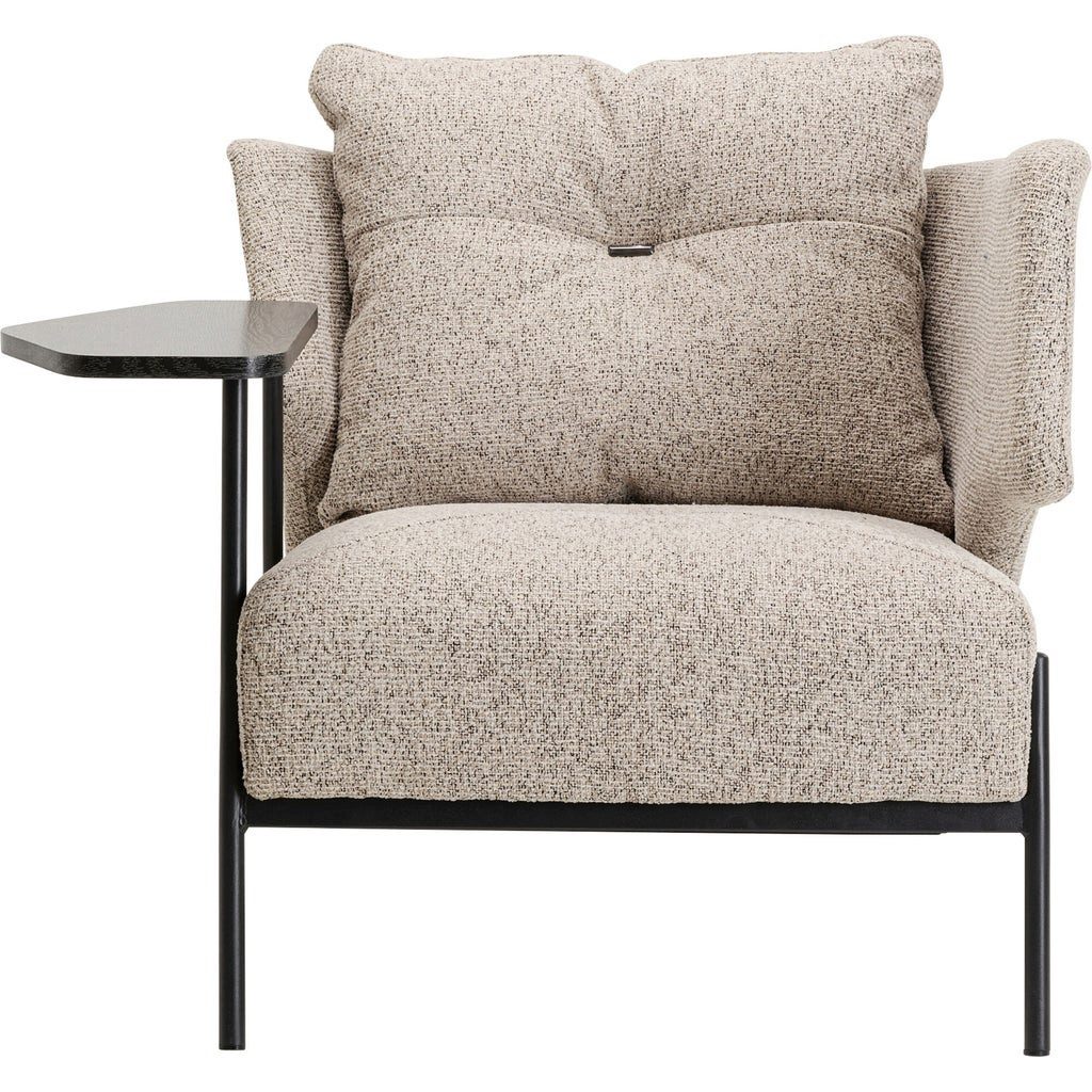 Kare Design Cocktailsessel Taylor Beige Tray, Integrierte Ablage, Bouclé-Stoff