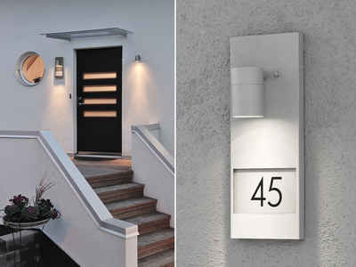 KONSTSMIDE LED Außen-Wandleuchte, LED wechselbar, warmweiß, Hauswand Hausnummernbeleuchtung, beleuchtet-e Hausnummer, Grau H: 41cm