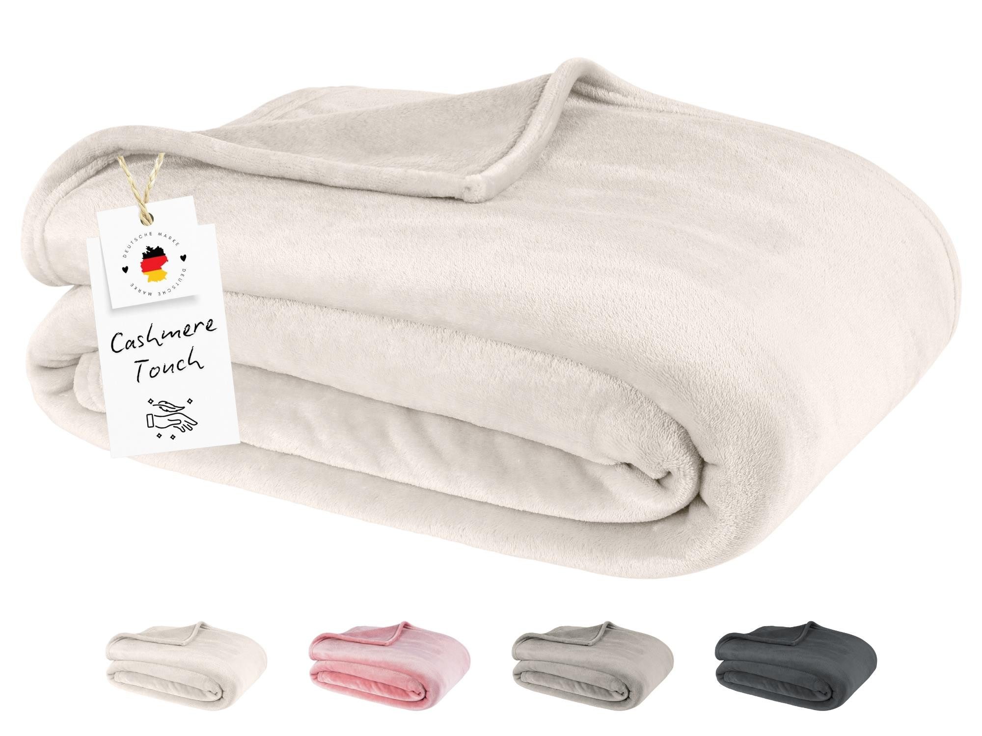 Wohndecke Kuscheldecke Flauschig Fleecedecke 150x200 180x220 Sofa Couch Decke, Carpe Sonno, Super Softe Sofadecke Überwurf Tagesdecke Beige Creme