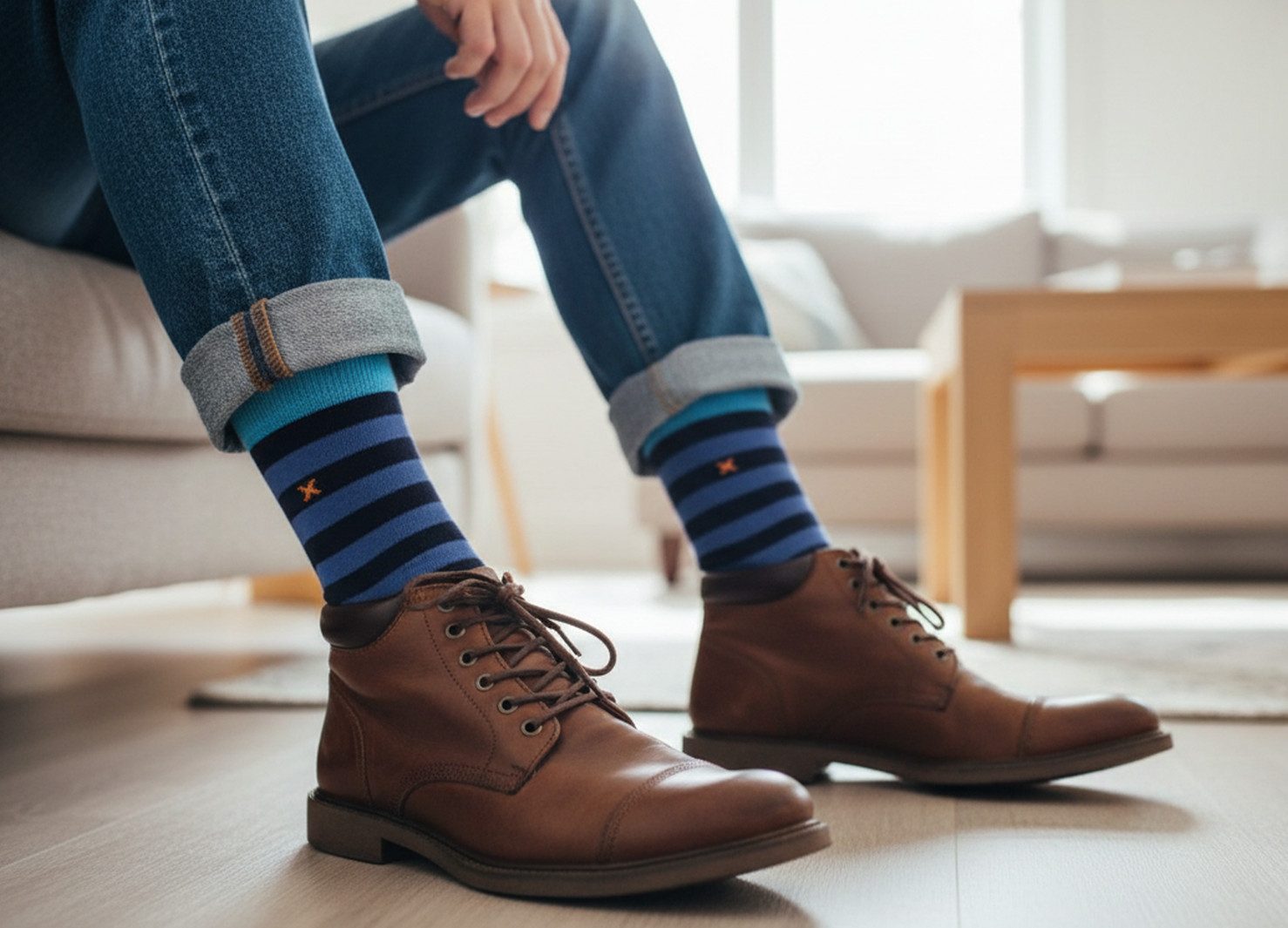 LK Trend & Style Socken Gestreifte Baumwollsocken von Soxs.Co für Herren (2-Paar, Einheitsgröße 42 - 46) stylische Socken mit Streifen