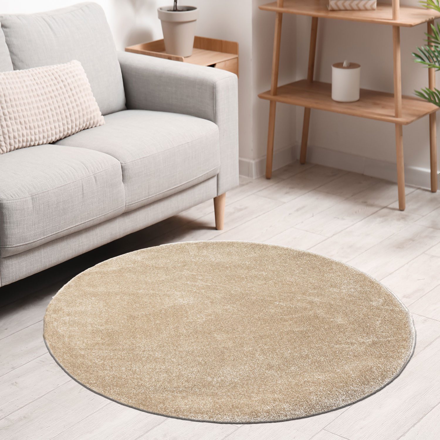 Vimoda Teppich Teppich Wohnzimmer Kurzflor, Rund, Höhe: 8 mm, Teppich Einfarbig weich gewebt, Modern, in Versch. Größen & Farben
