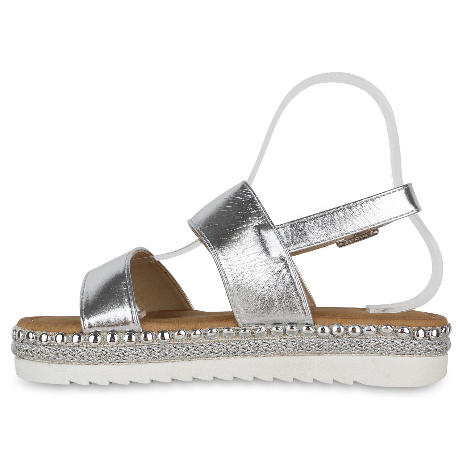 VAN HILL 841105 Plateausandaletten Damen Plateau Sandaletten Nieten Leder-O günstig online kaufen