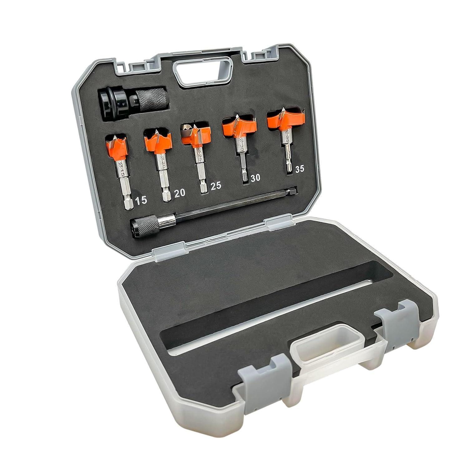 LuxusKollektion Forstnerbohrer Forstnerbohrer 7-tlg Wolframstahl 15 20 25 30 35 mm mit Auszugsstange